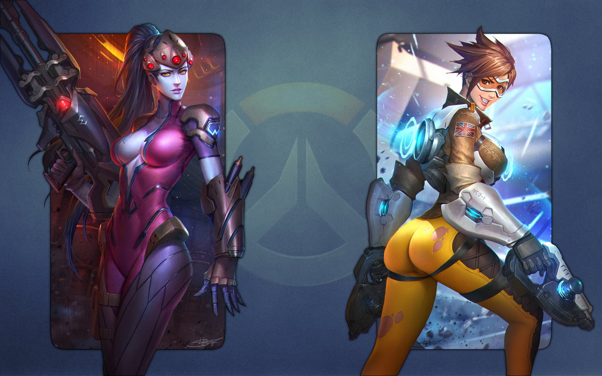 Tracker and Widowmaker from Overwatch wallpaper Blizzard Entertainment 2k