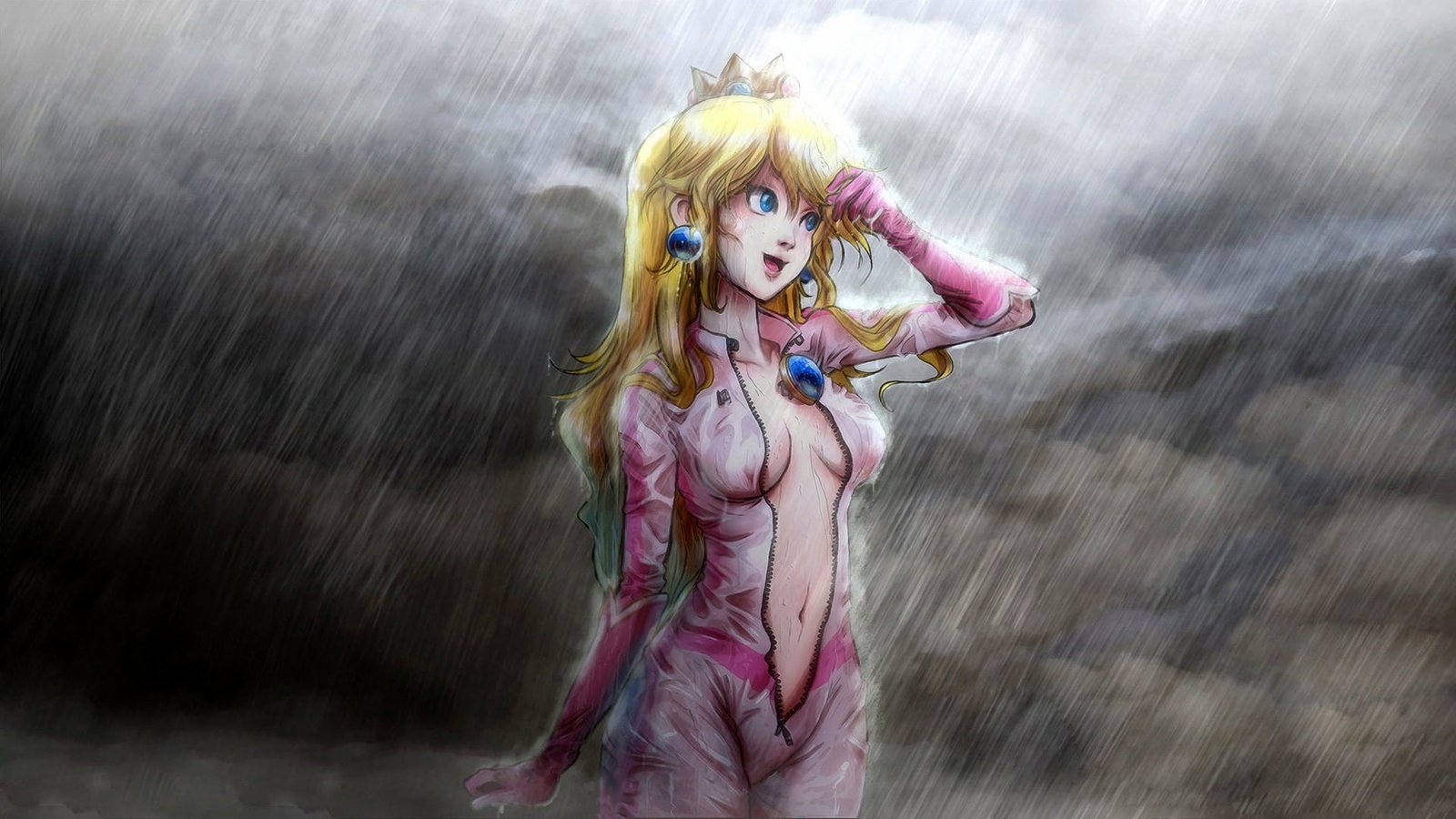 woman wearing pink suit illustration yellow haired female anime character 2k