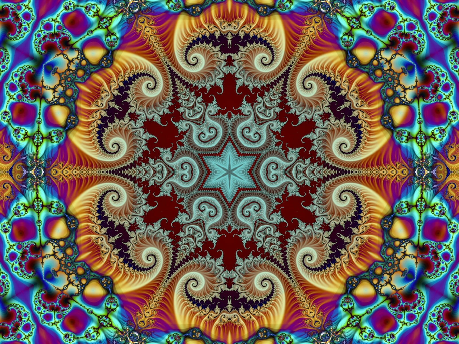 assorted color mandala artwork fractal abstract psychedelic 2k