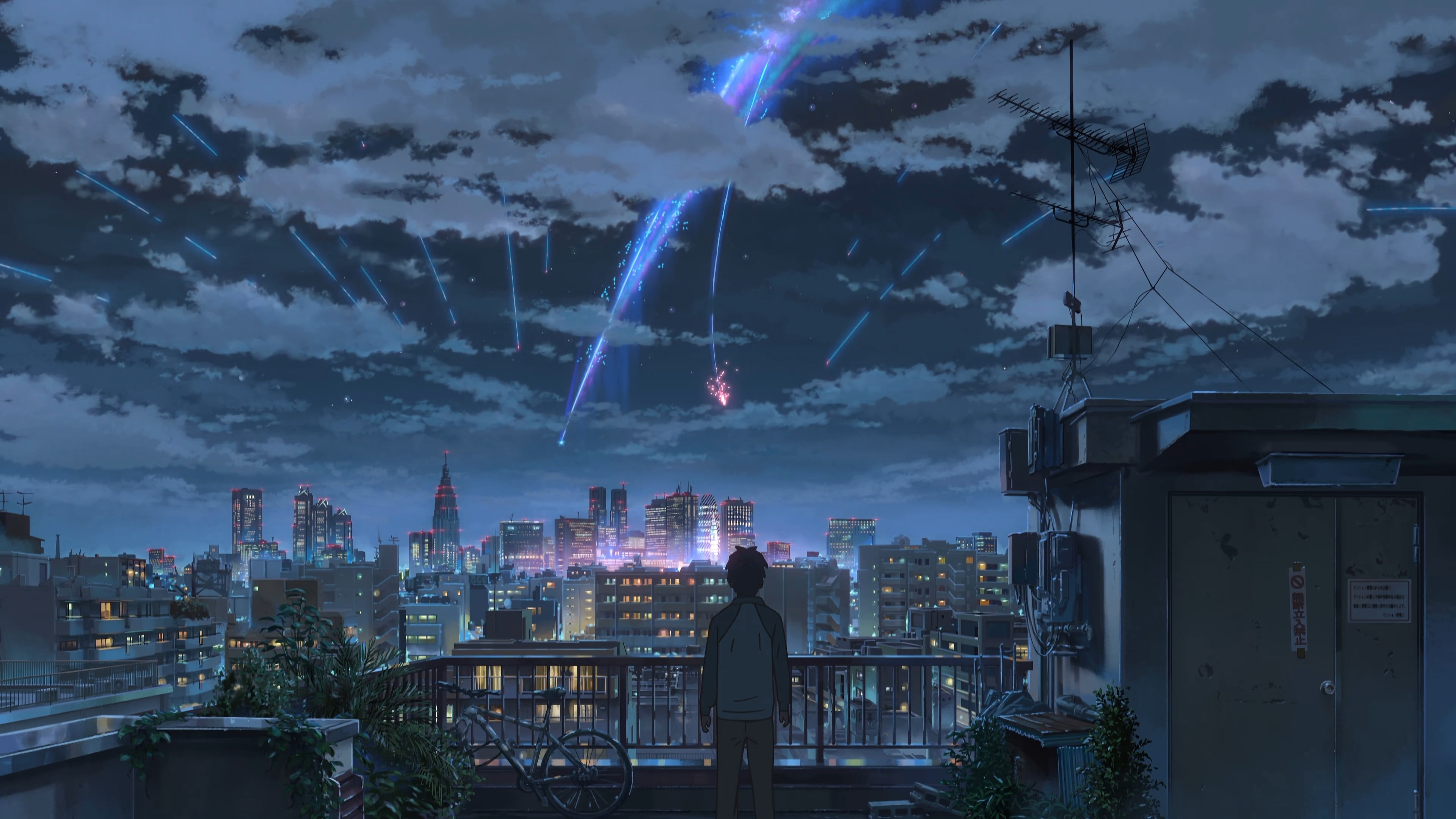 cloudy sky illustration Makoto Shinkai Kimi no Na Wa anime 2k 4k