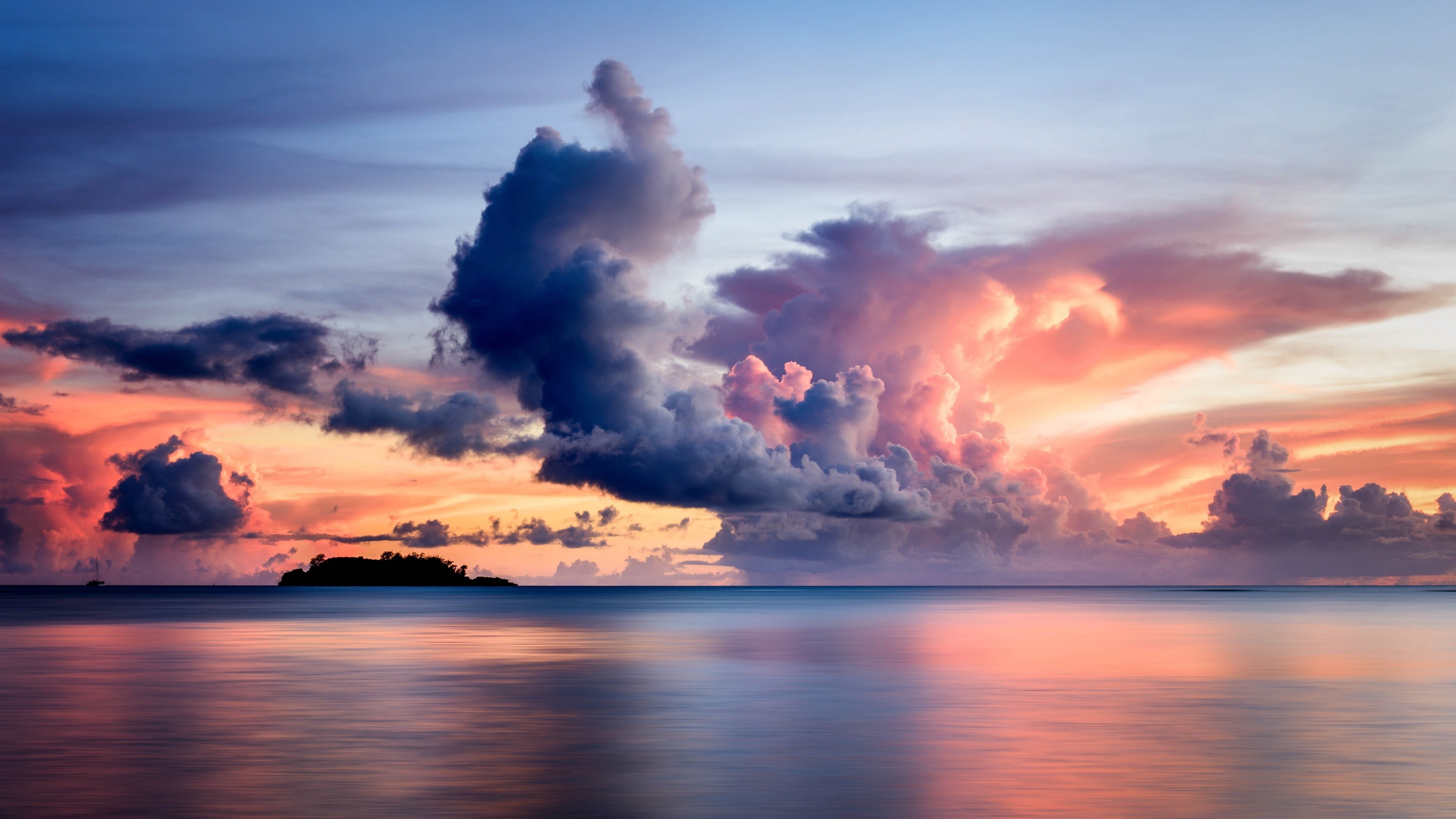 sky horizon sea cloud sunset clouds cloudy calm cumulus 2k 4k