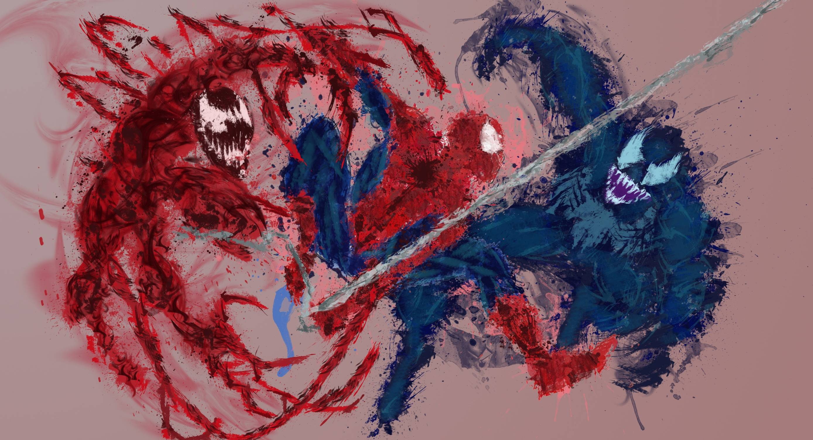 spiderman venom carnage artwork hd superheroes art and craft 2k