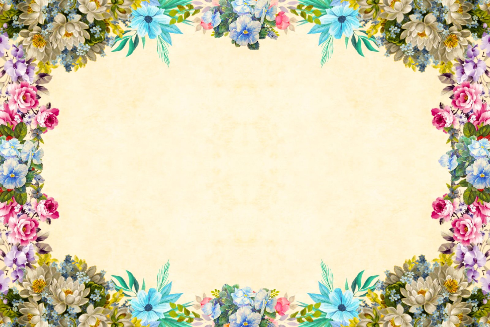 Flower frame on vintage style paper background roses bouquet 2k