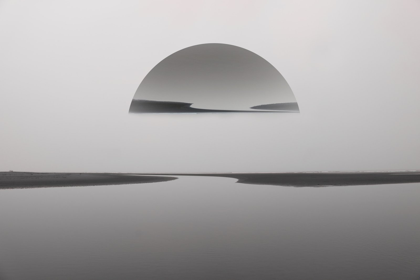 sunset beach reflection monochrome black and white minimalism 2k 4k 5k