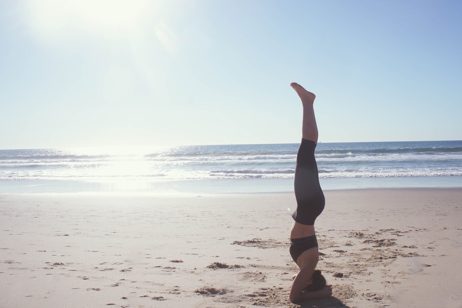 Yoga stand on beach people diet fitness health healthy meditation 2k 4k