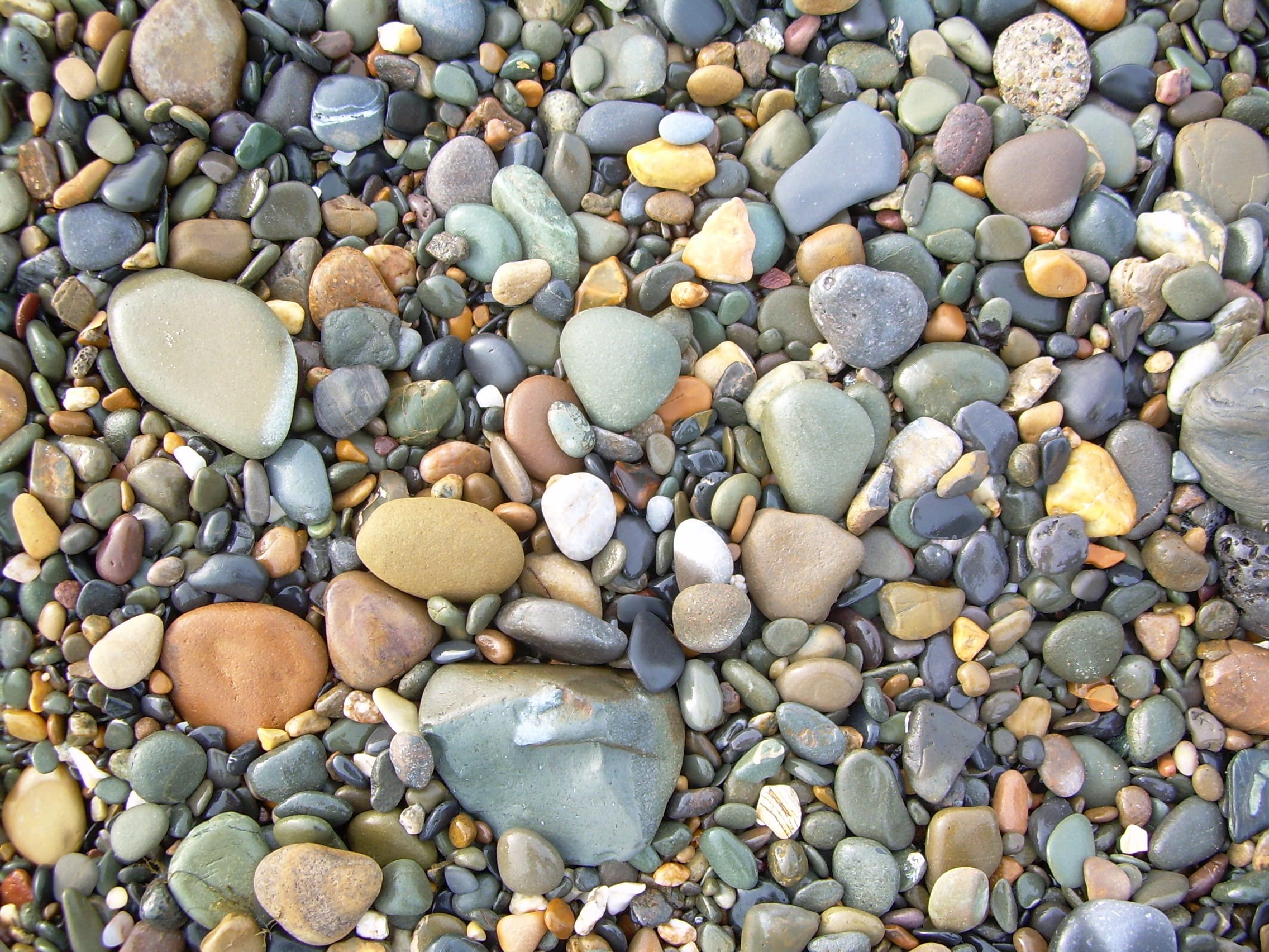 assorted pebbles stones beach nature colorful background 2k