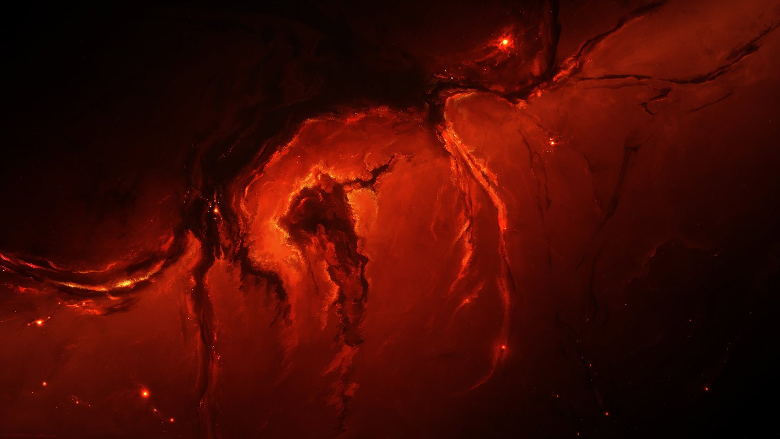 red and black lava wallpaper Starkiteckt space art nebula 2k 4k 5k