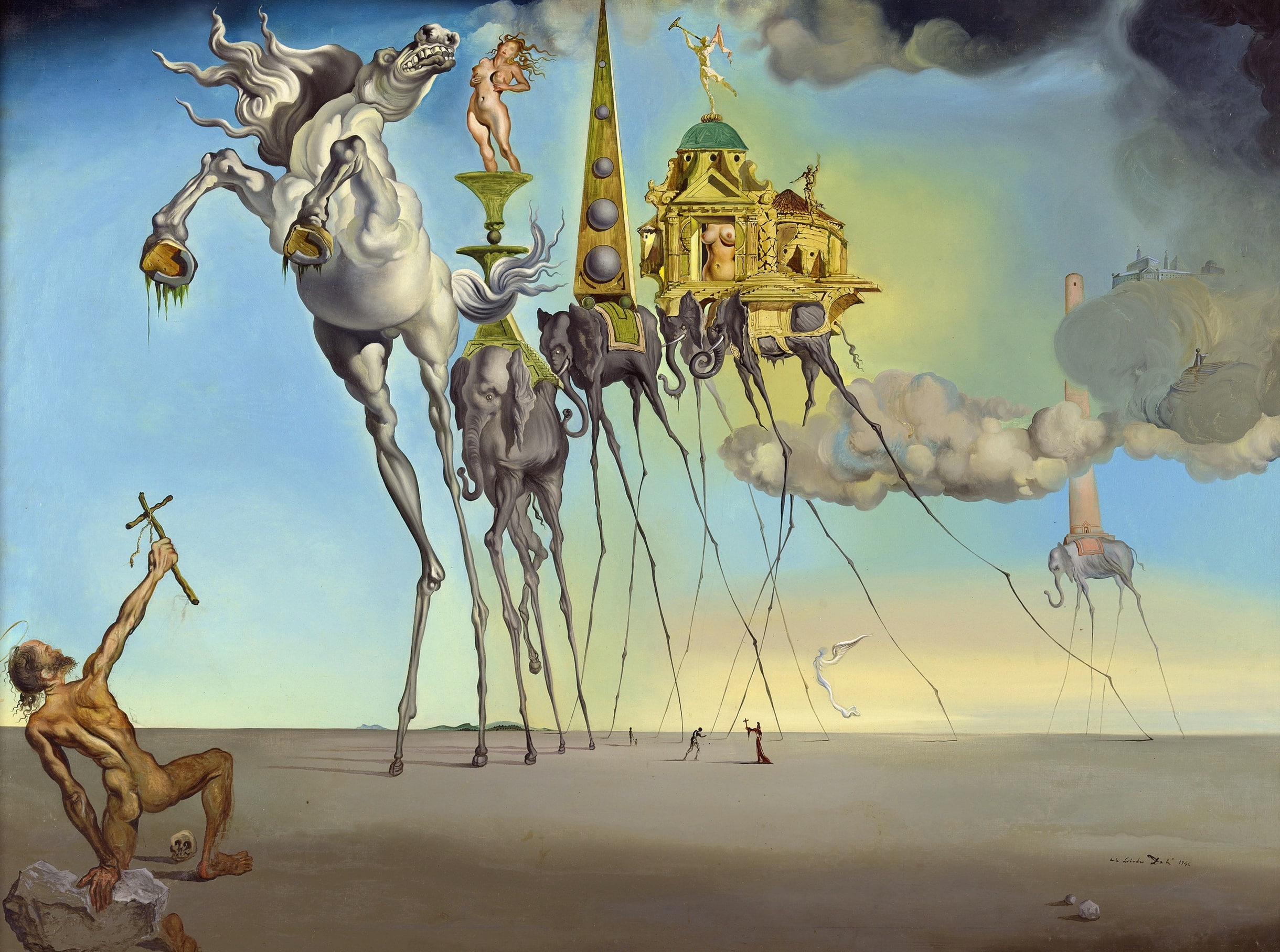 white horse illustration surrealism picture Salvador Dali 2k