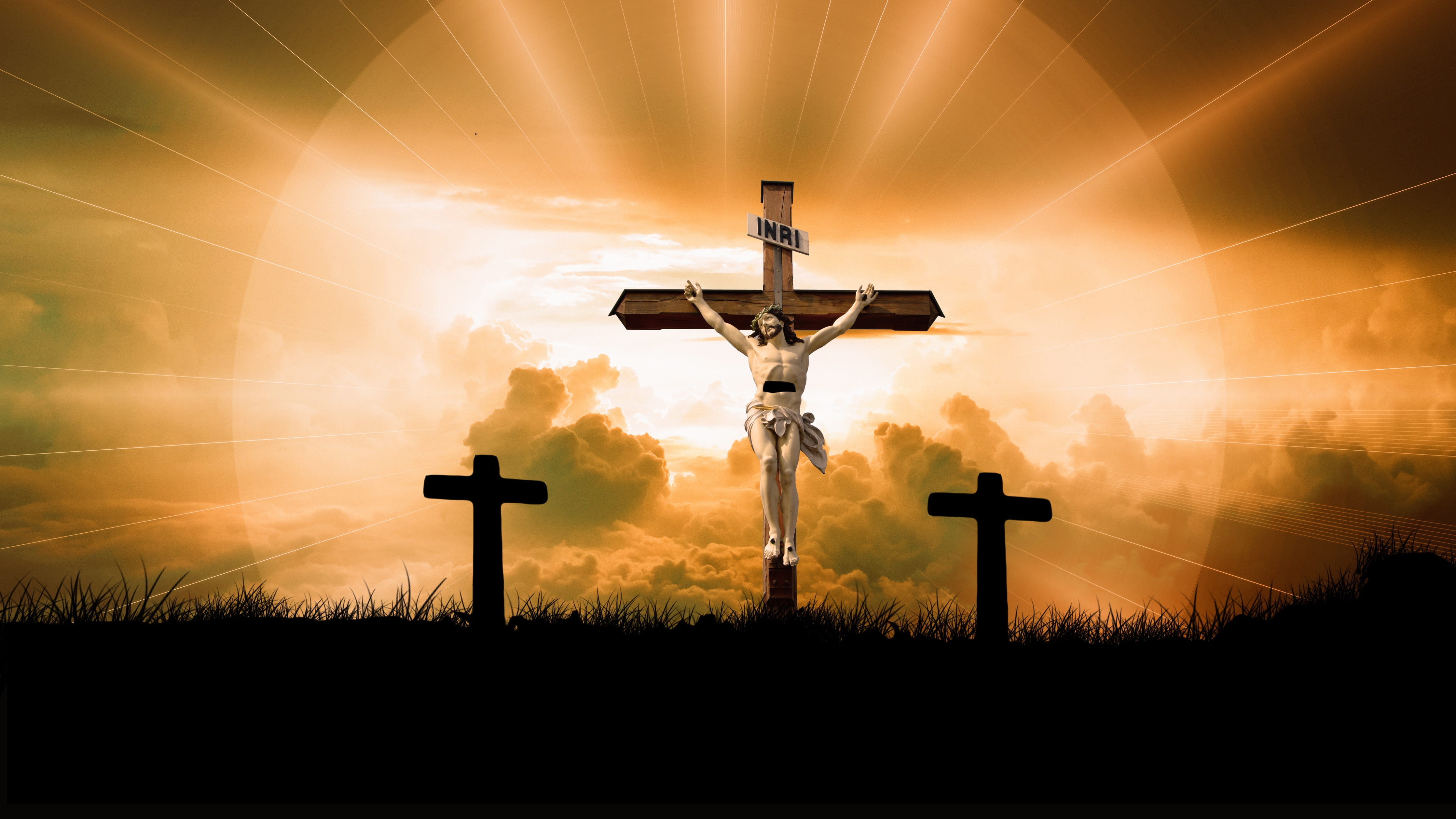 crucifixion digital wallpaper cross christ faith god jesus 2k 4k