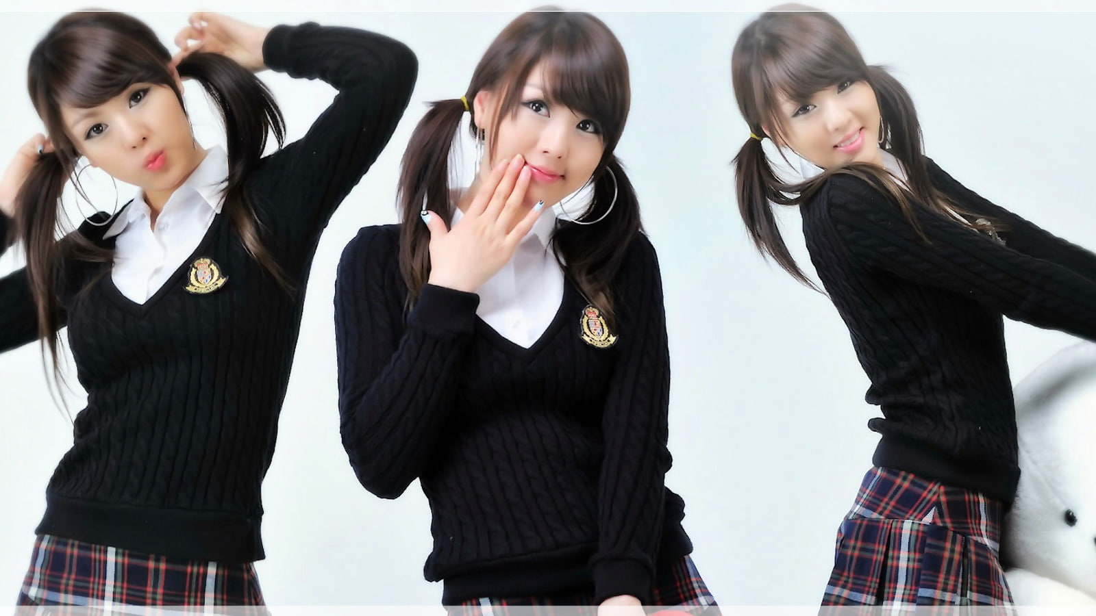 collage brunette school uniform model Asian schoolgirl 2k