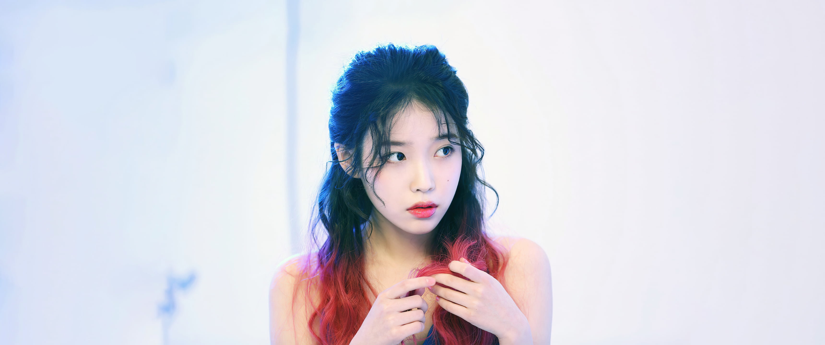 IU Lee Ji Eun Korean ombre hair red long 2k
