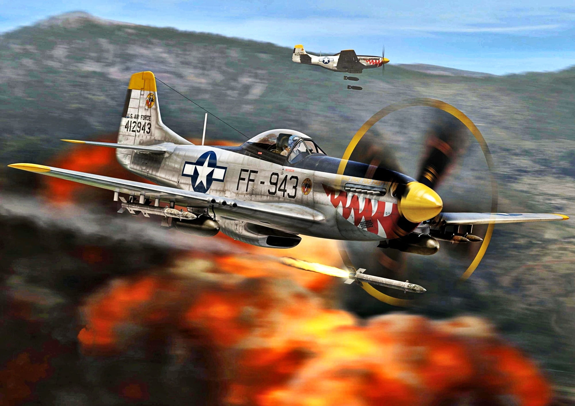 Mustang The explosion USAF Korean war HVAR 2k