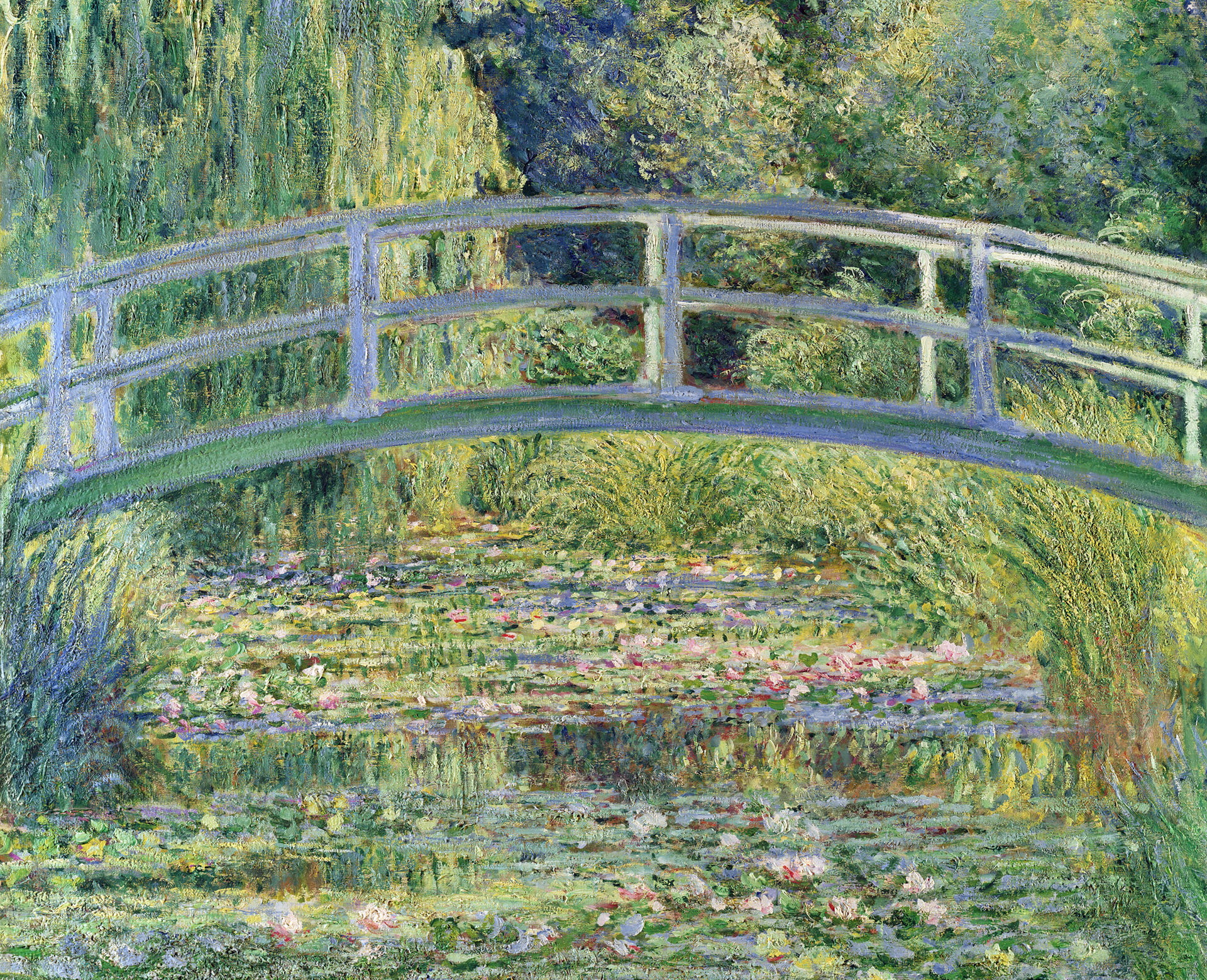 trees landscape pond Lily picture Claude Monet Japanese Bridge 2k
