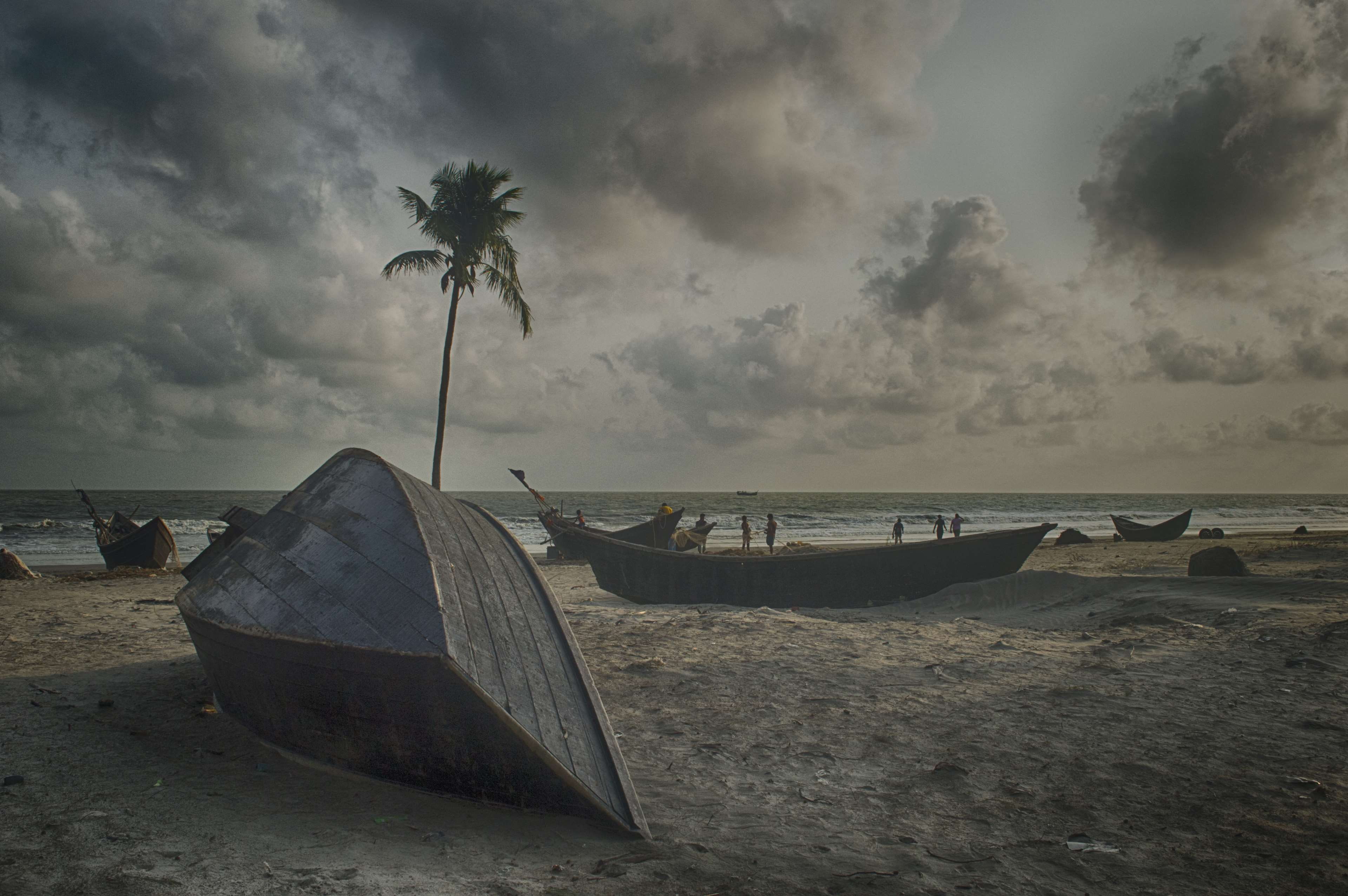 bangladesh beach boats clouds coxs bazar sand seascape 2k 4k