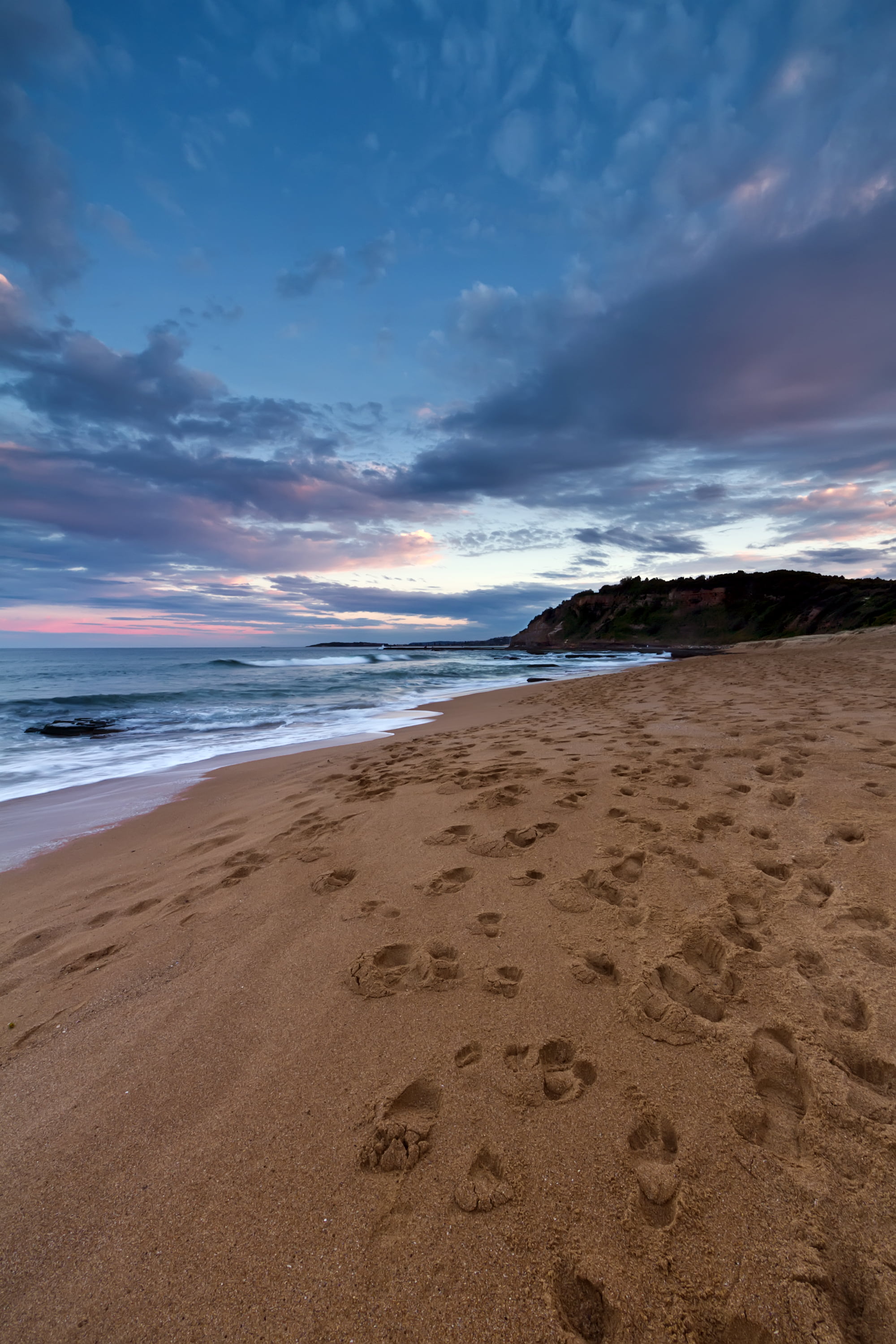 brown sand with foot steps in day light warriewood beach 2k