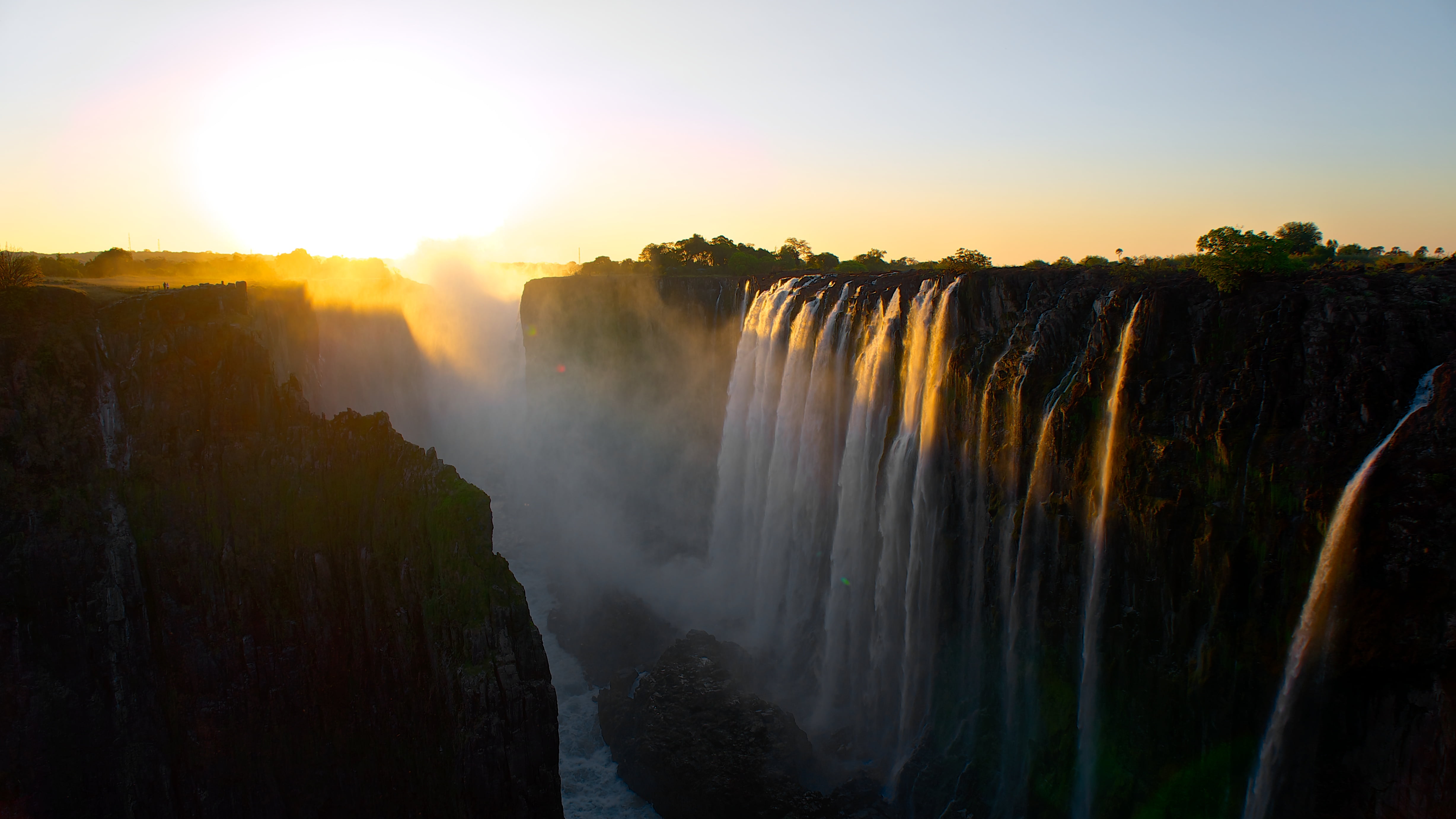 aerial photo of Victoria falls Sunset Waterfalls 2k 4k 5k