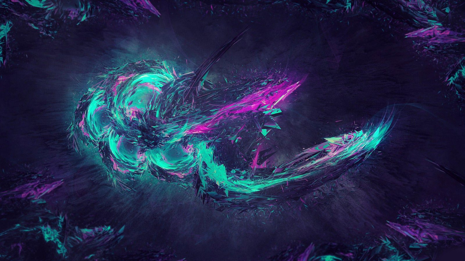 Blue and purple shards abstract painting 2k