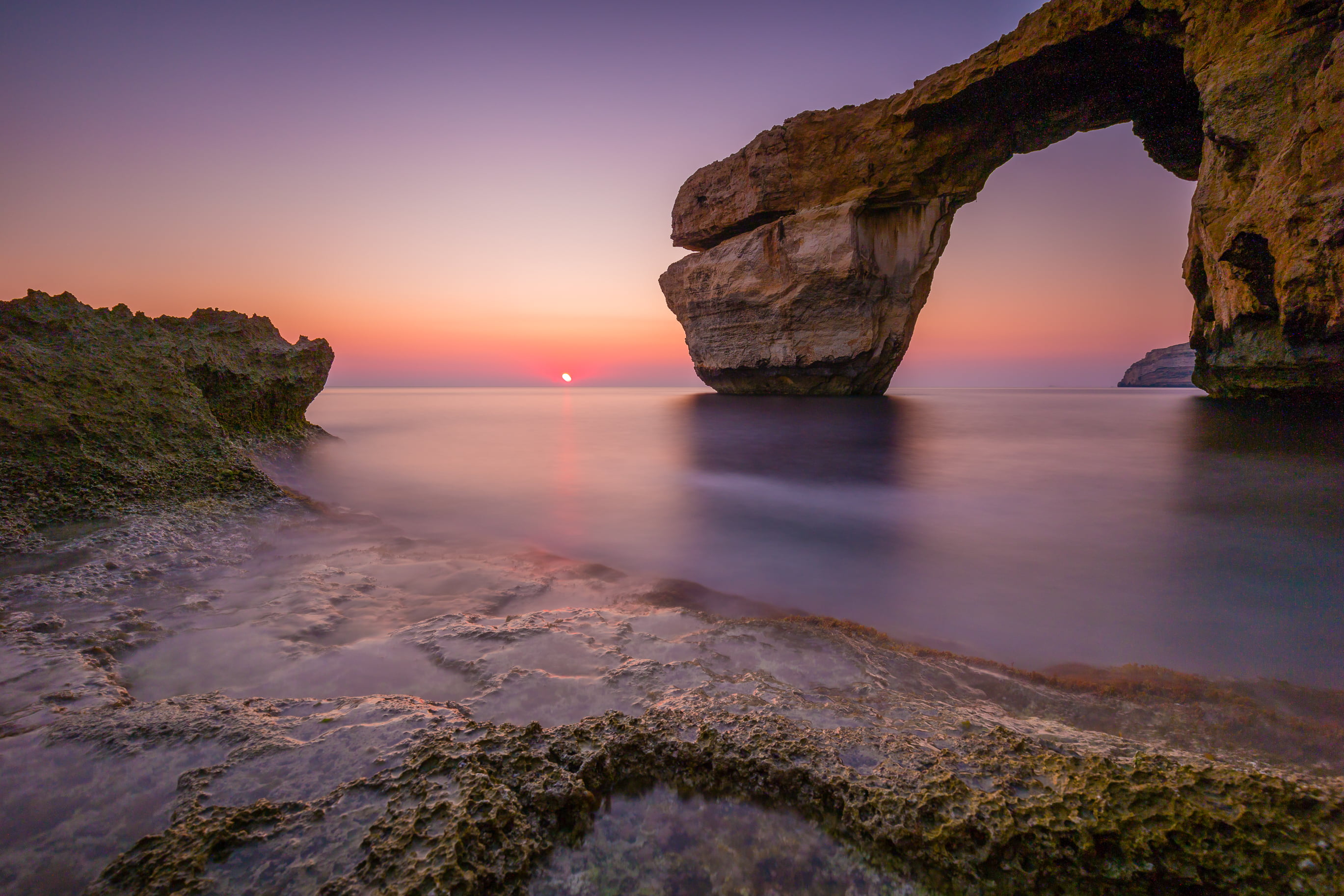 view of sea during sunset gozo malta Azure Window 2k