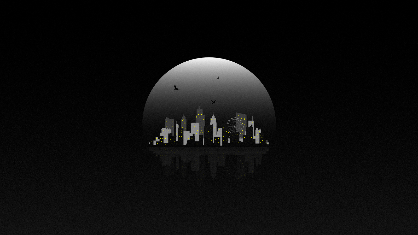 Moon City abstract art minimal digital
