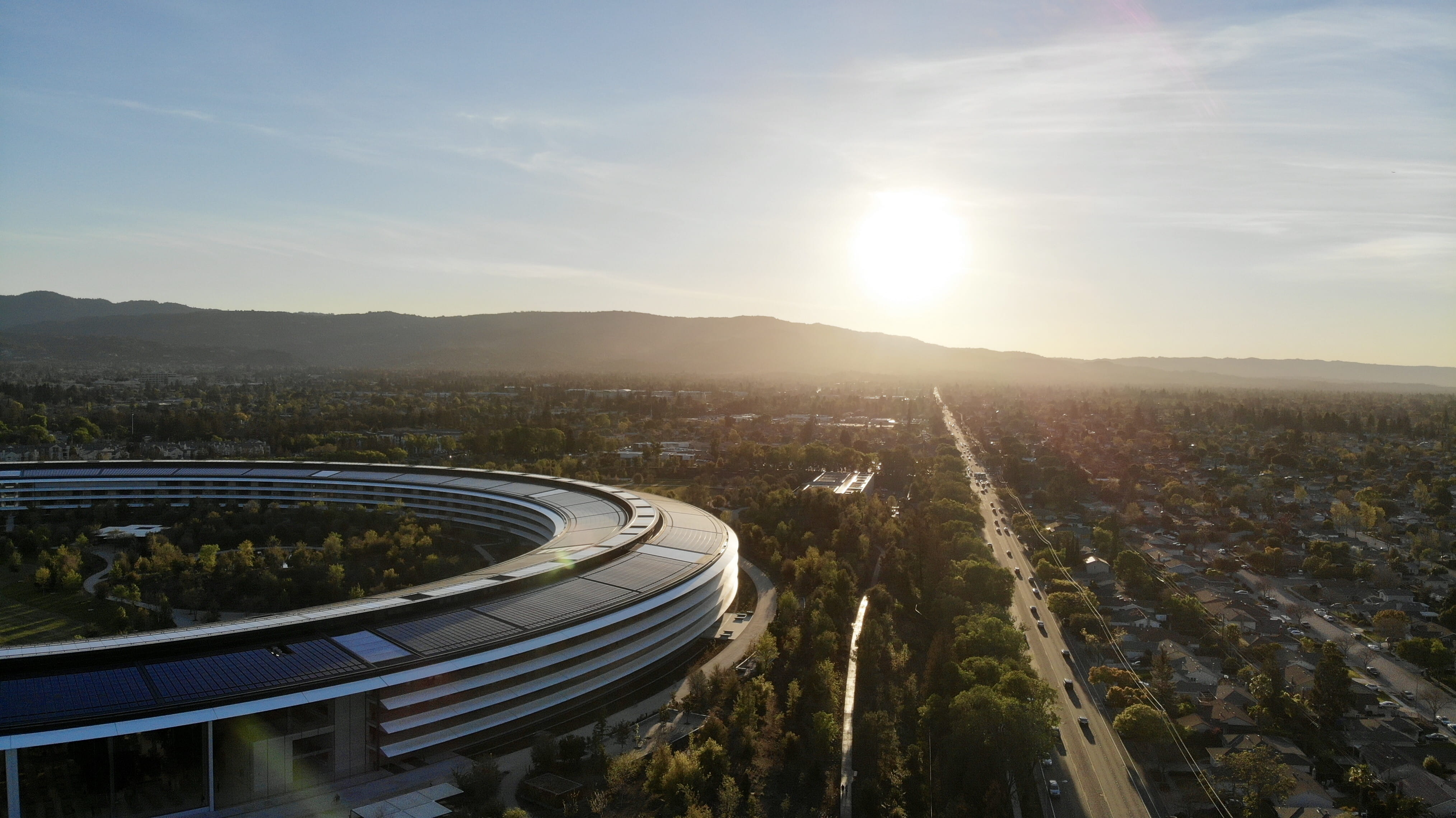 high angle view of city apple park road cupertino united states 2k 4k