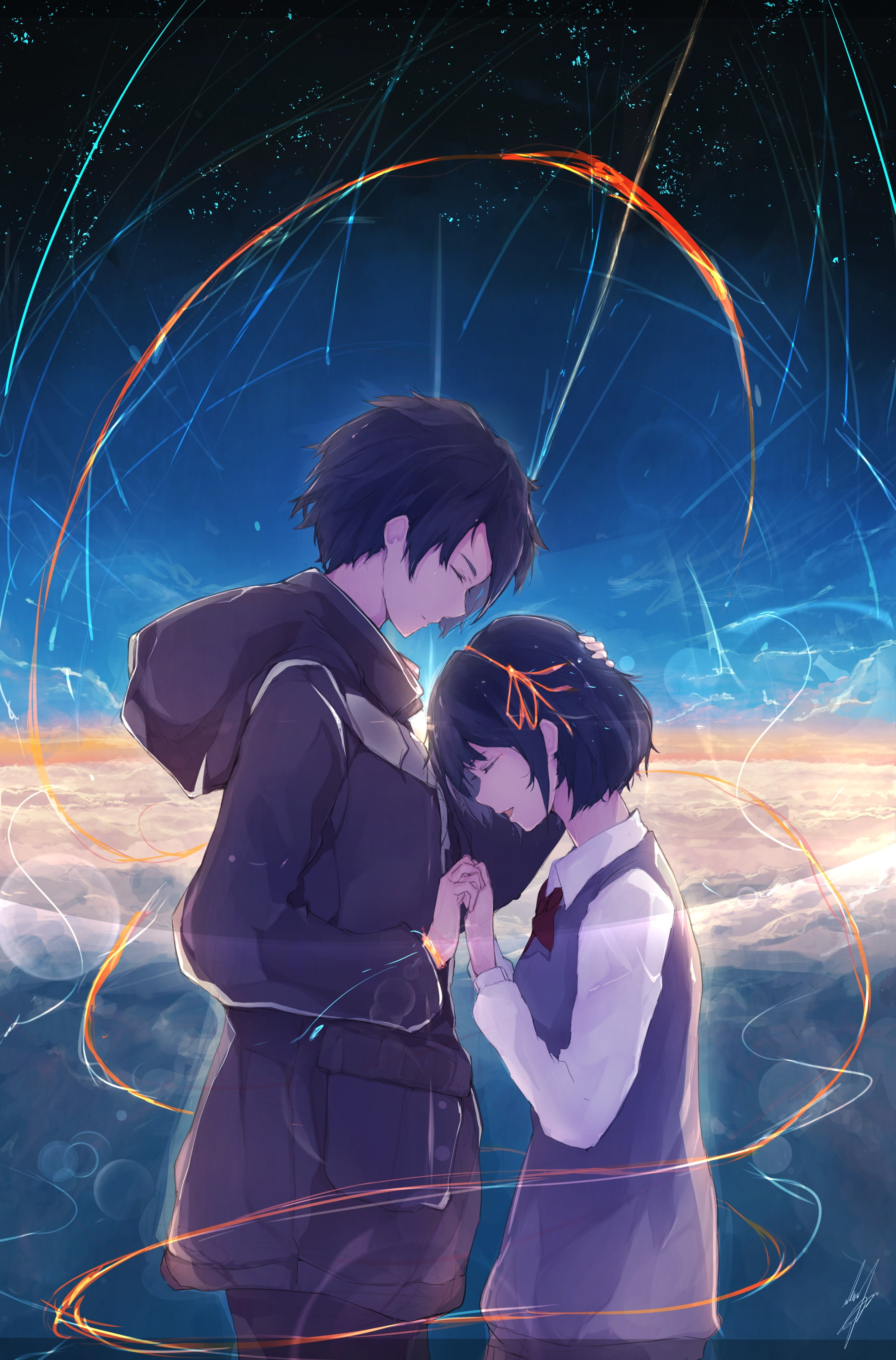 kimi no na wa tachibana taki miyamizu mitsuha couple romance 2k