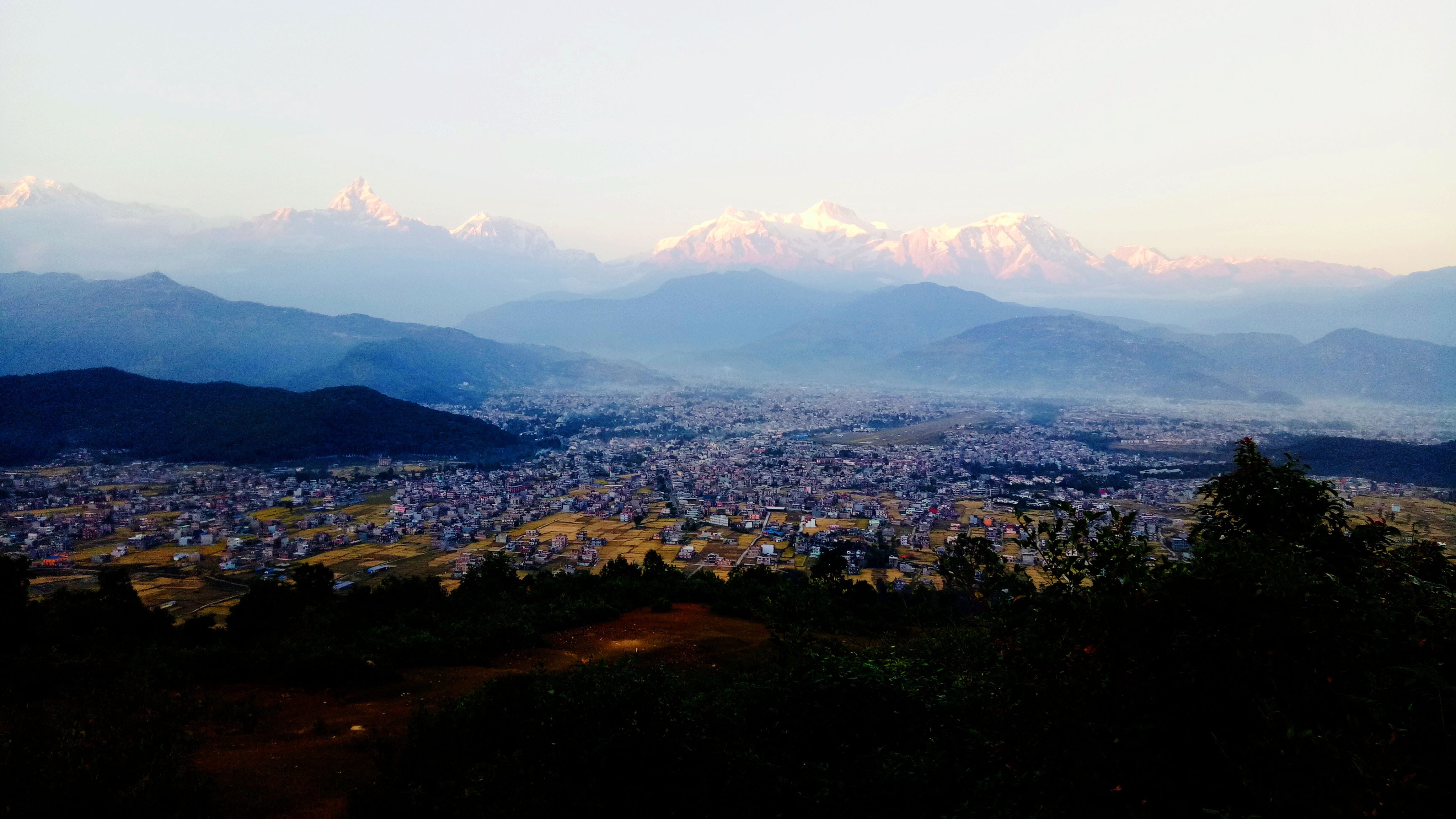 pokhara mountain fishtail phewa asia landscape scenery 2k 4k