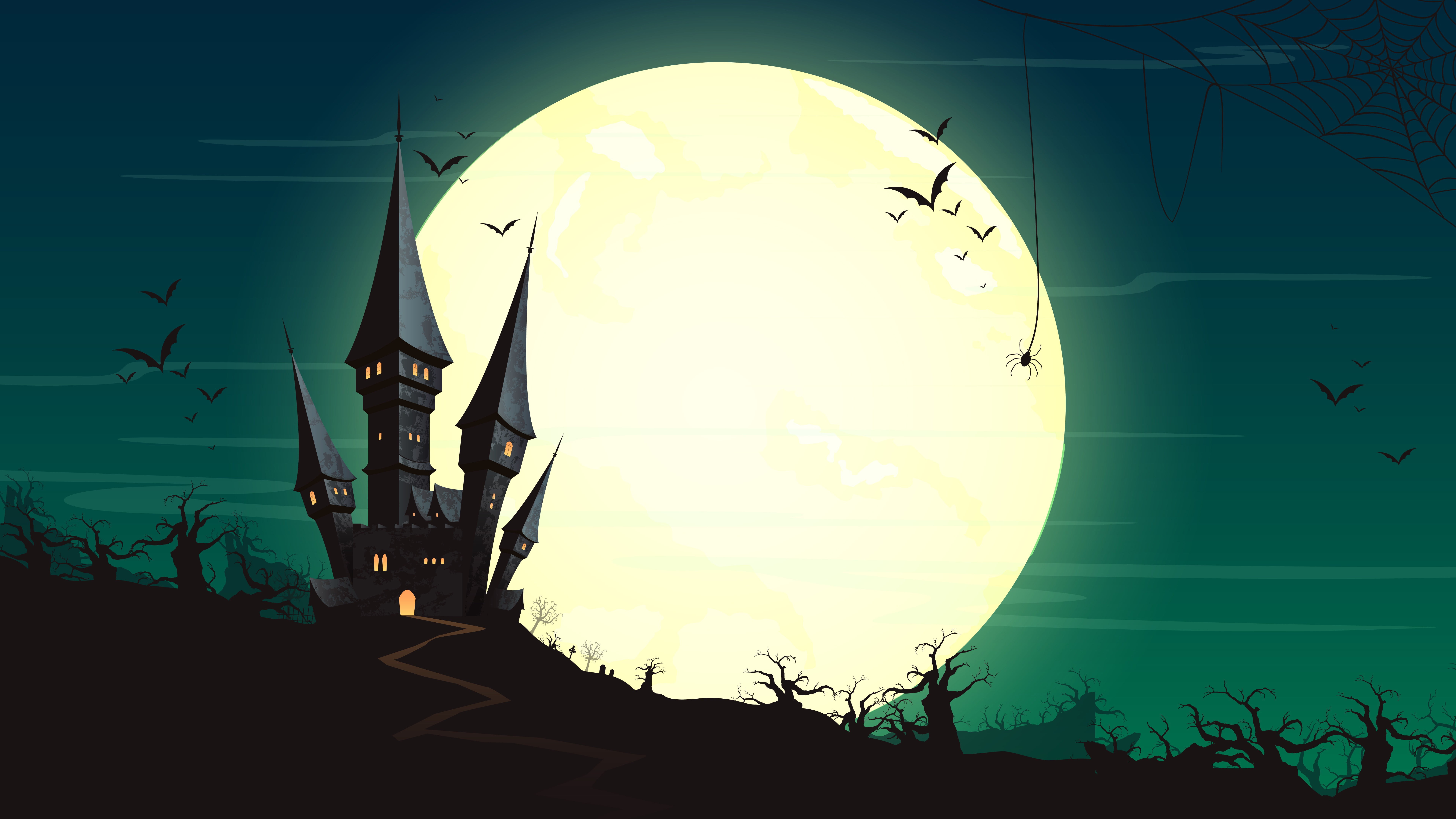 halloween graphics moon darkness night castle 2k 4k 5k 8k