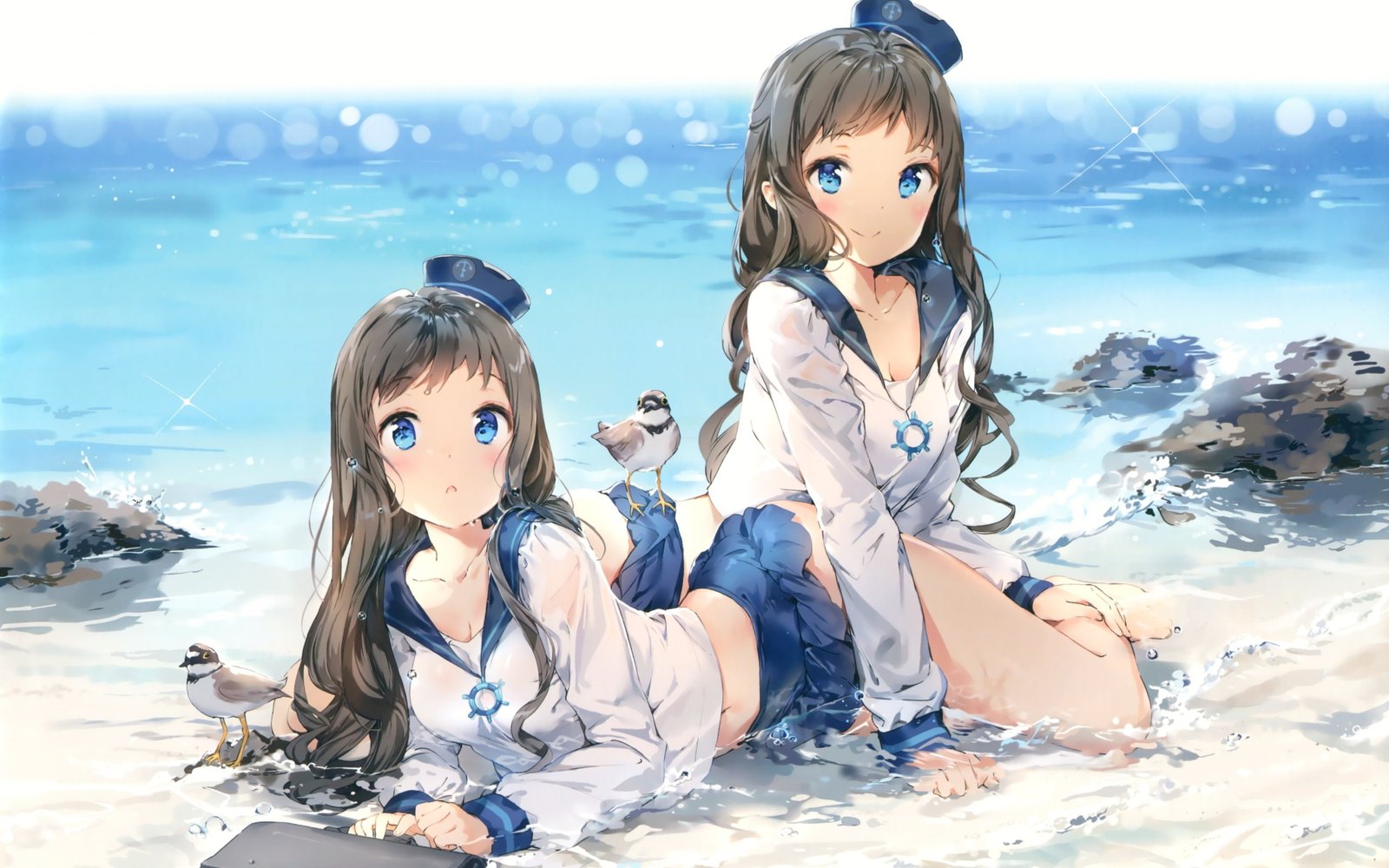 birds anmi water beach family child childhood looking at camera 2k 4k