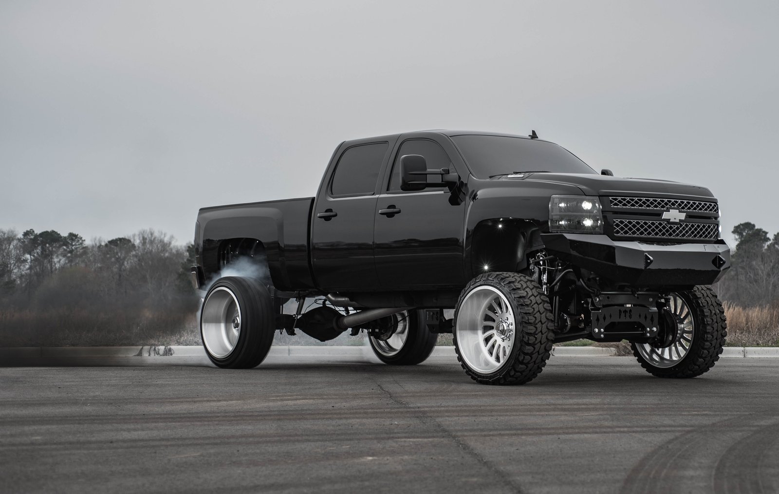 black Chevrolet crew cab pickup truck car wheels tyres track 2k 4k 5k