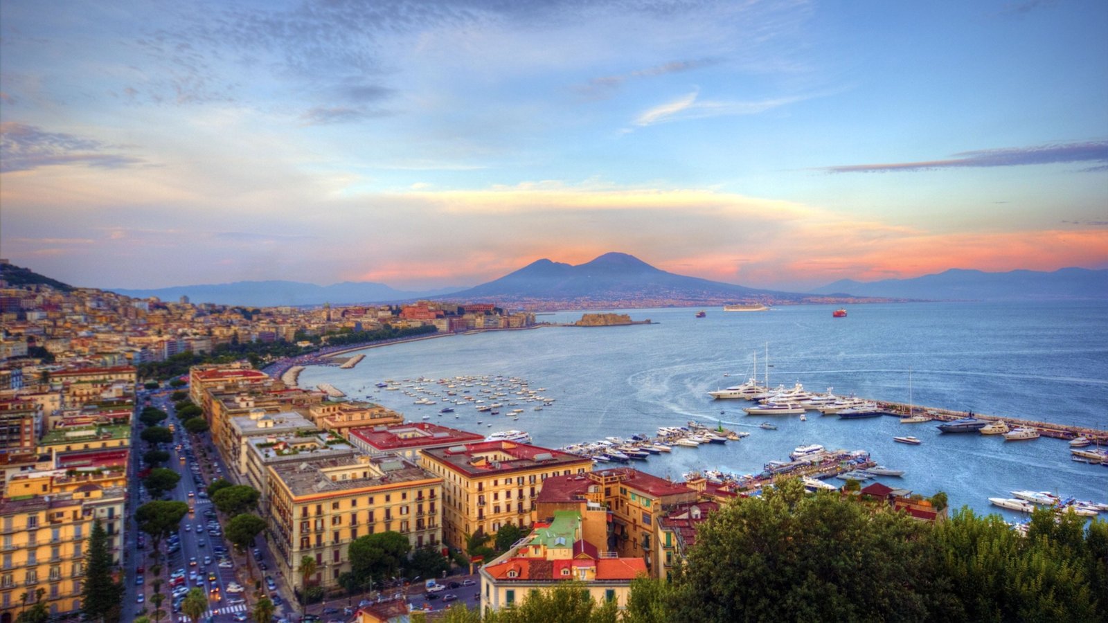 Naples Coastal City In Italy And Mount Vesuvius Known After Pompeii Which Is Destroyed By The Eruption Of Vesuv Volcano Hd Wallpaper 2k 4k