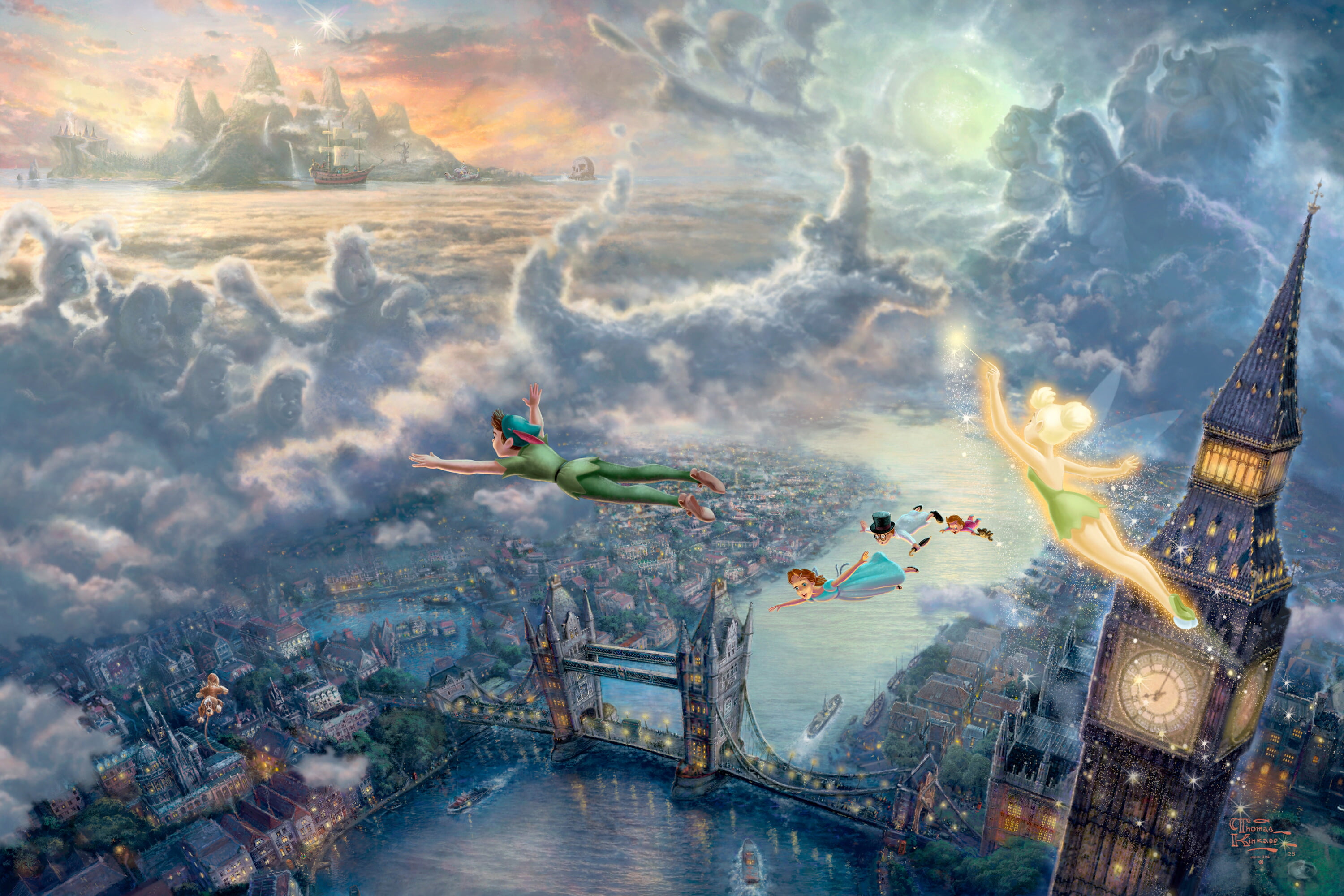 Peter Pan wallpaper sea clouds sunset bridge children the city 2k