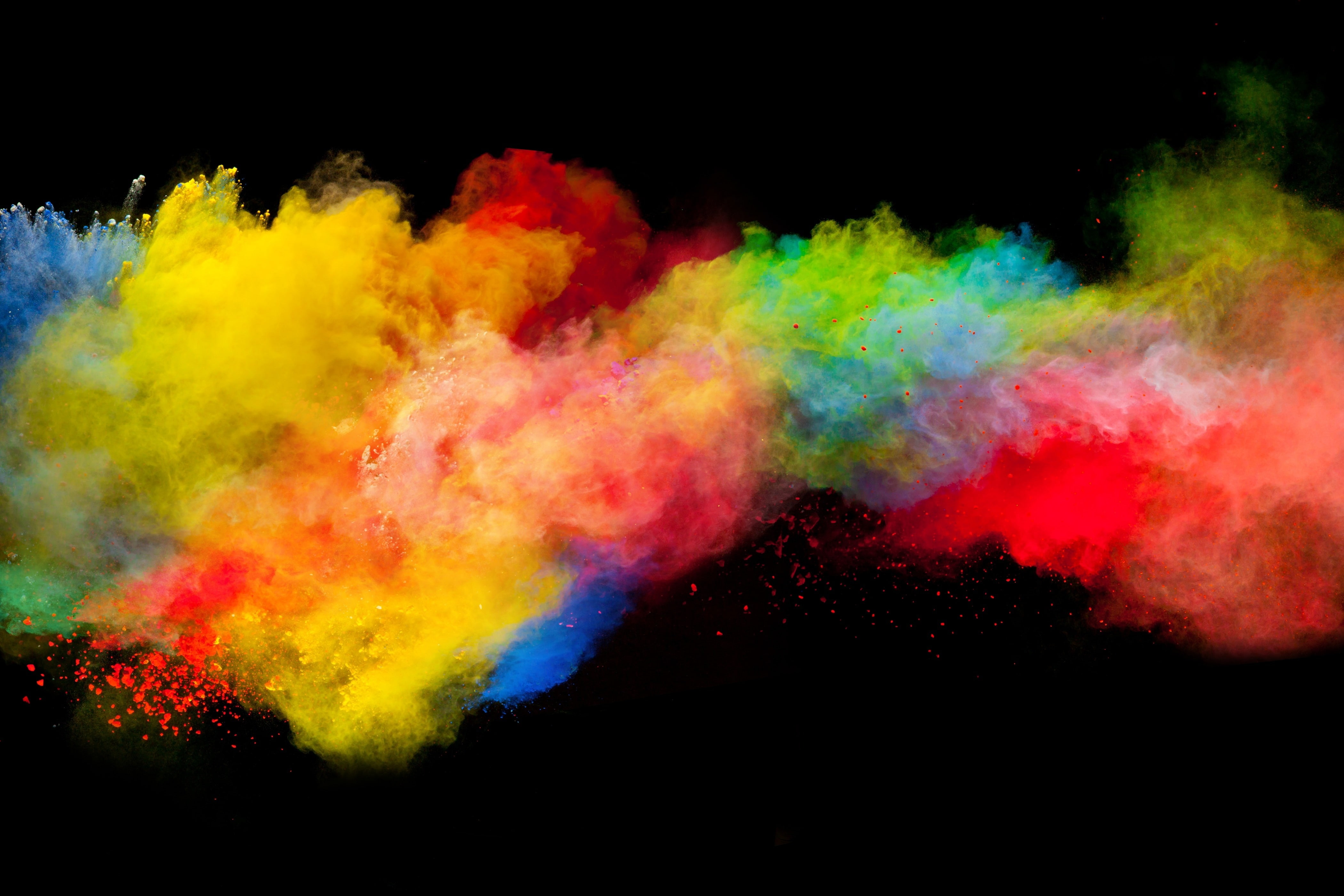 powder colorful black splashes explosion multi colored 2k 4k