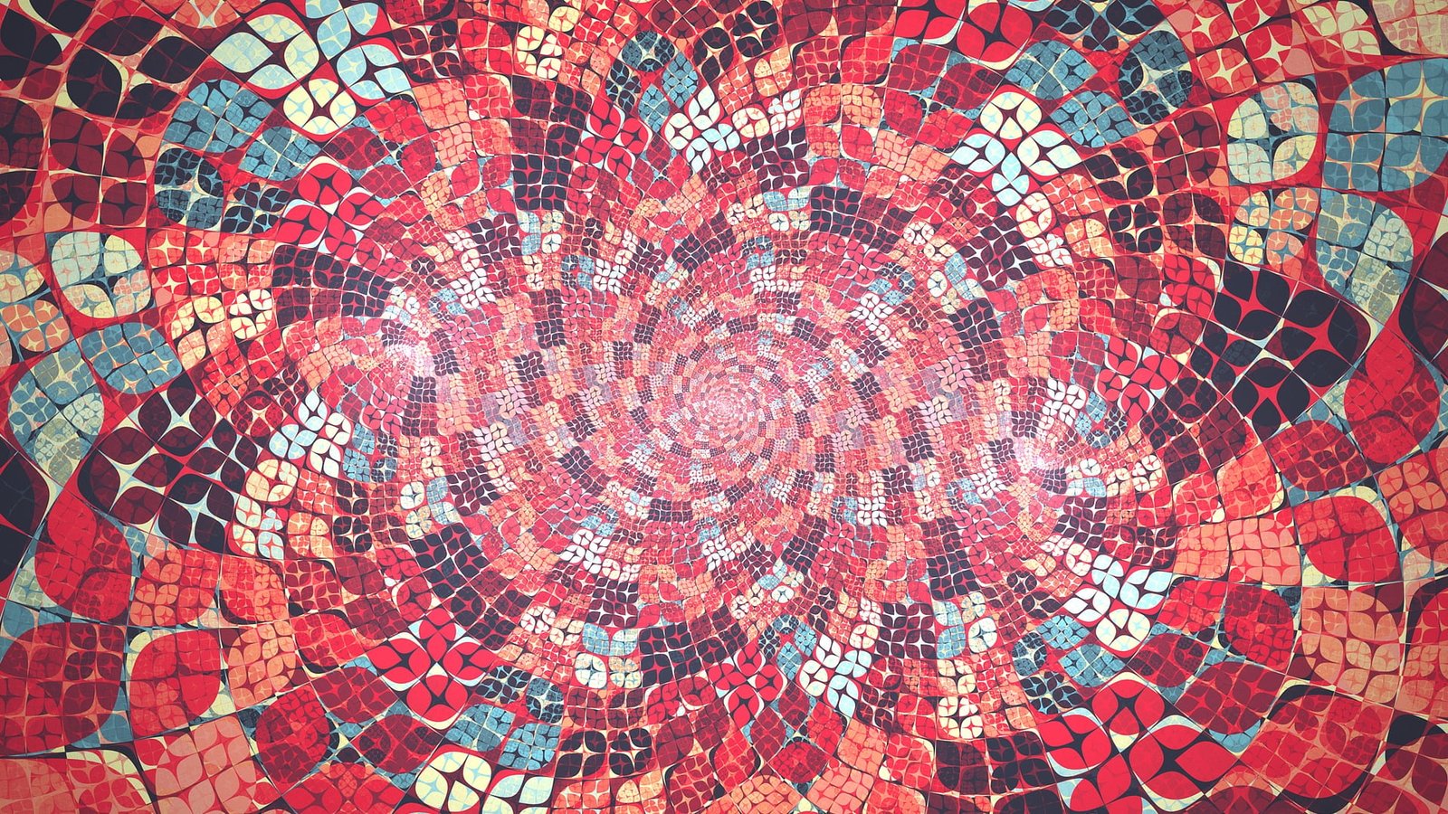 red and multicolored abstract painting truchets fractal artwork 2k