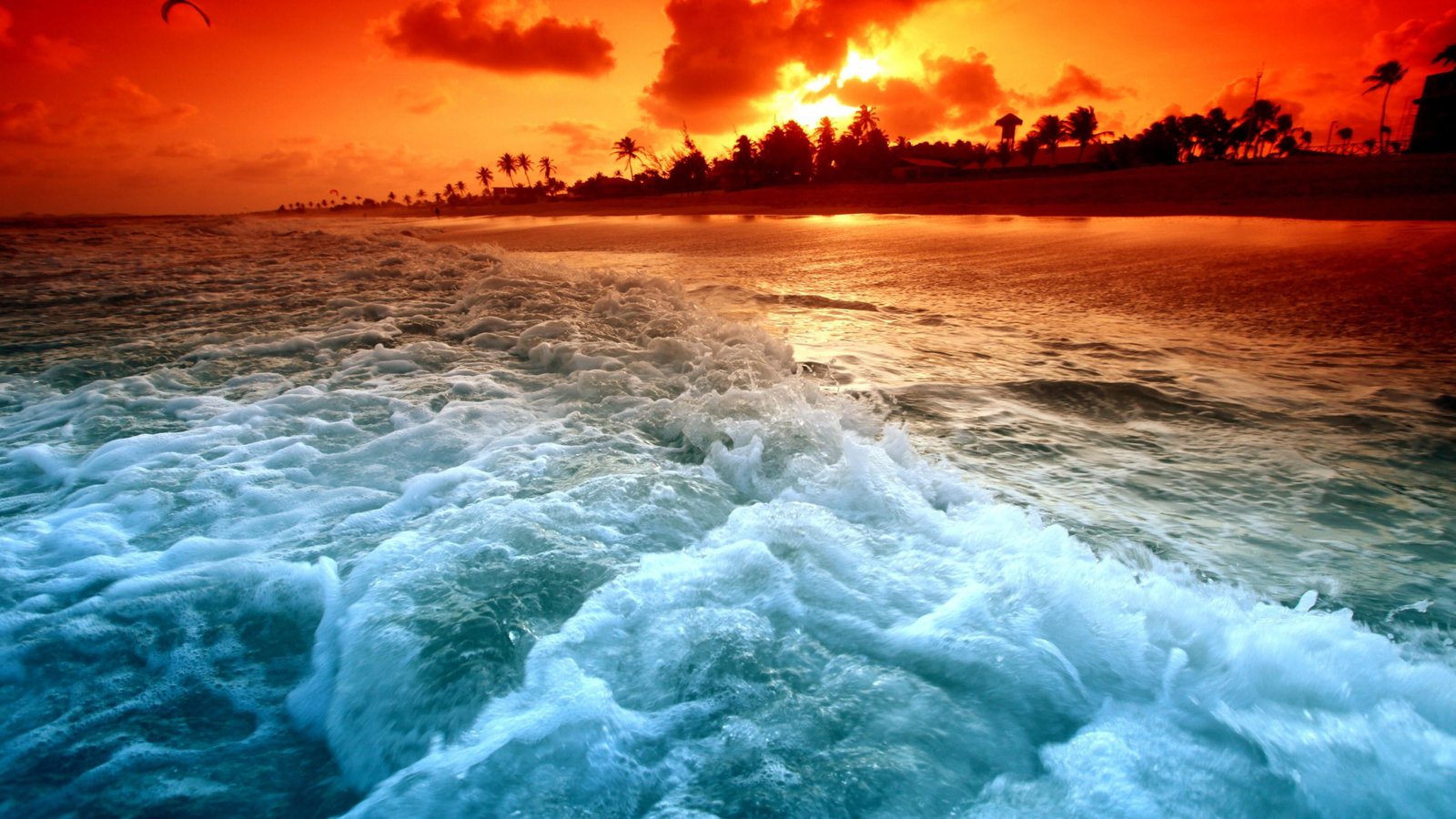 sea wave water ocean sky shore wind horizon foam 2k 4k