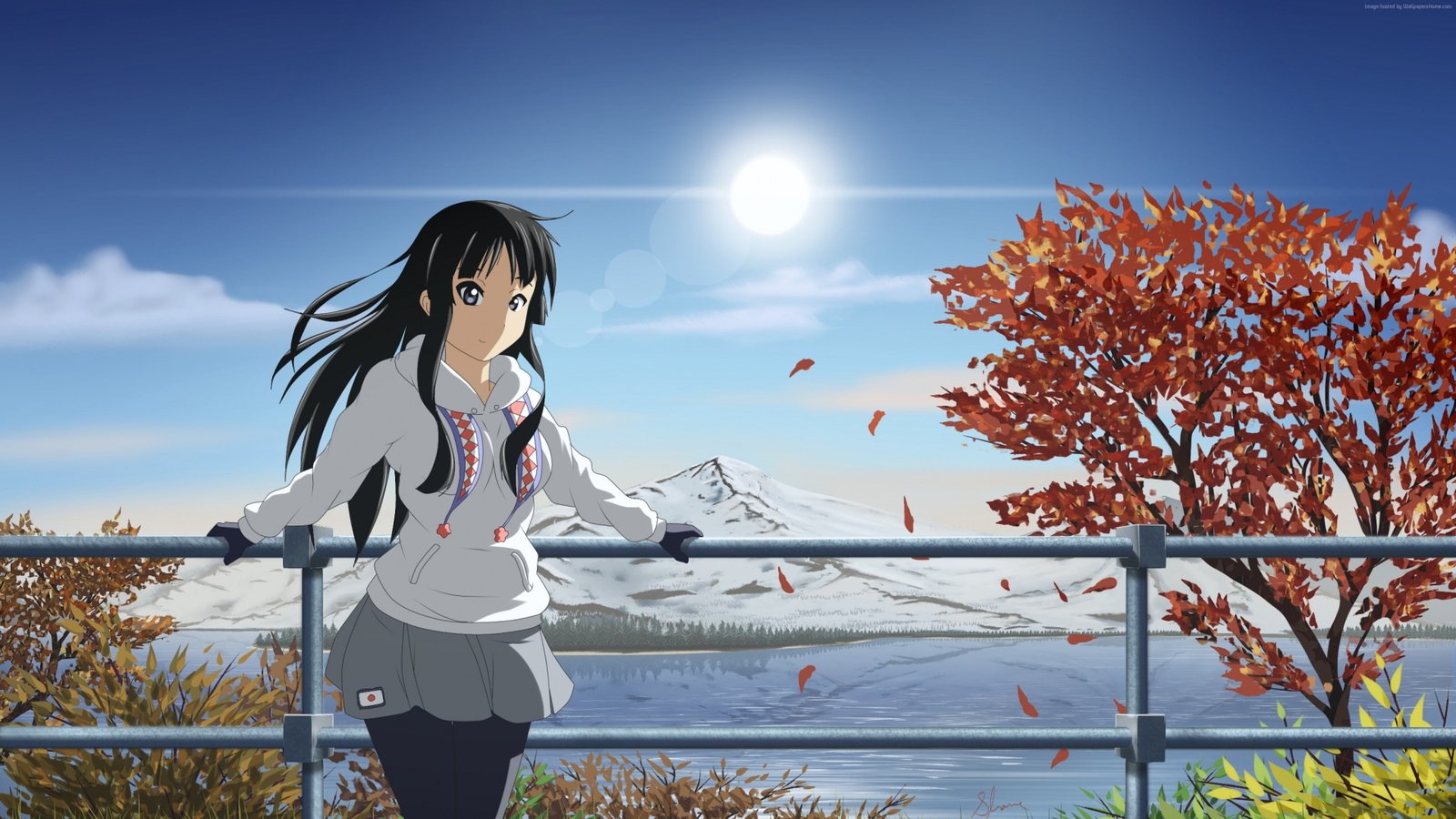 beauty anime Mio Akiyama girl one person sky nature 2k 4k