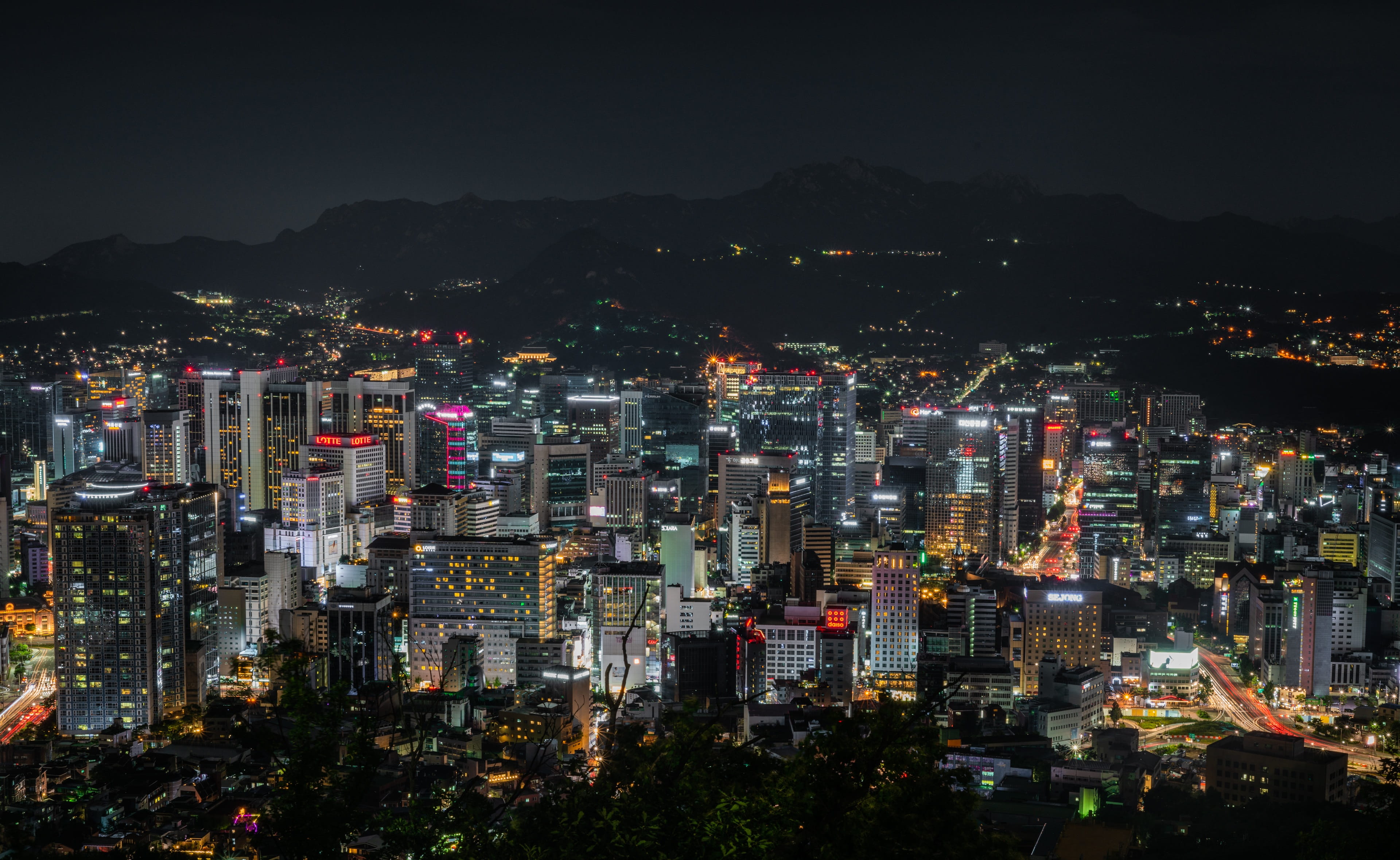 cityscape seoul korea namsan sky night landscape korean 2k 4k