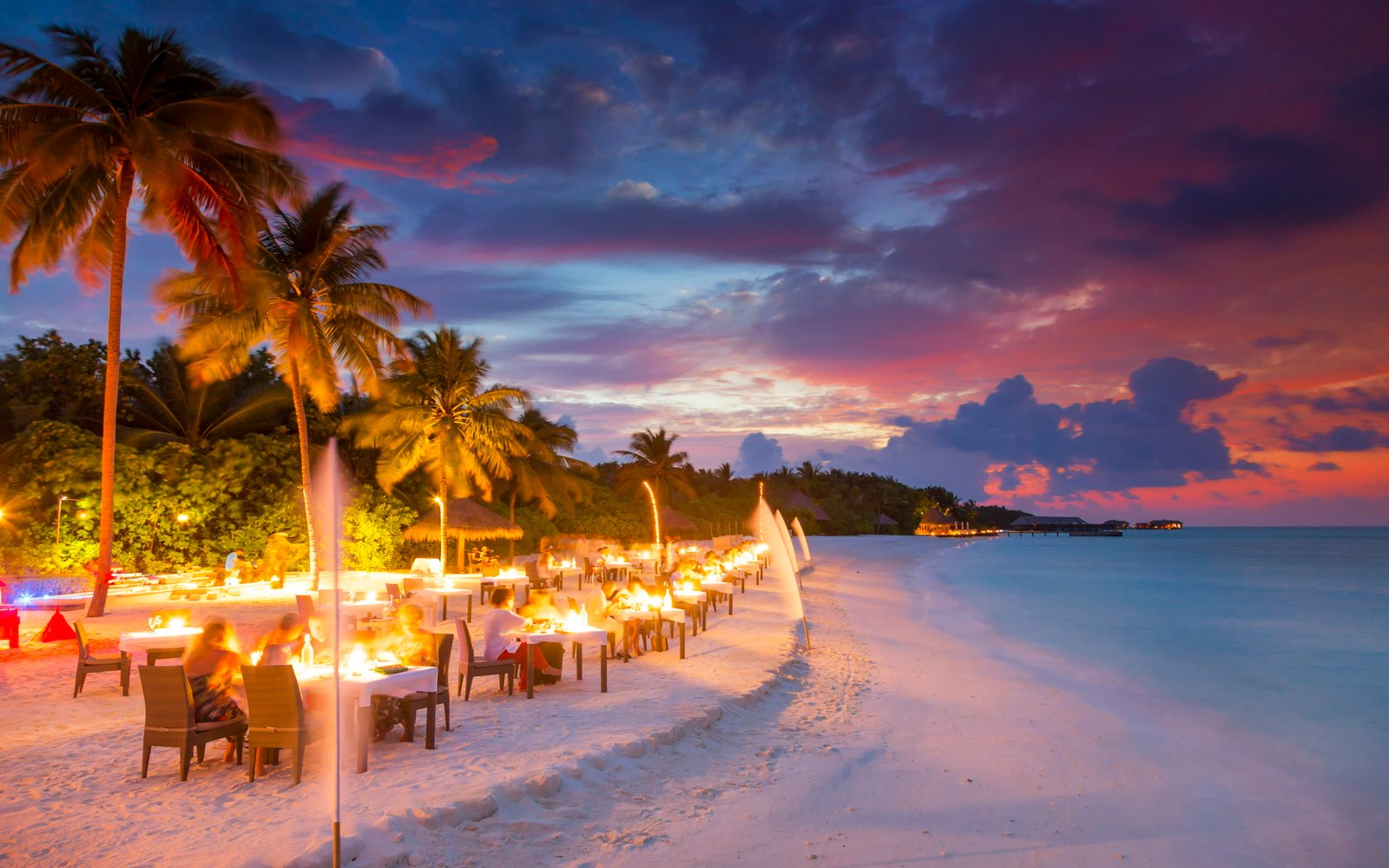Conrad Maldives Rangali Island Indian Ocean Romantic Evenings Beach Restaurant Tropical Ambient Wallpaper Hd 2k 4k