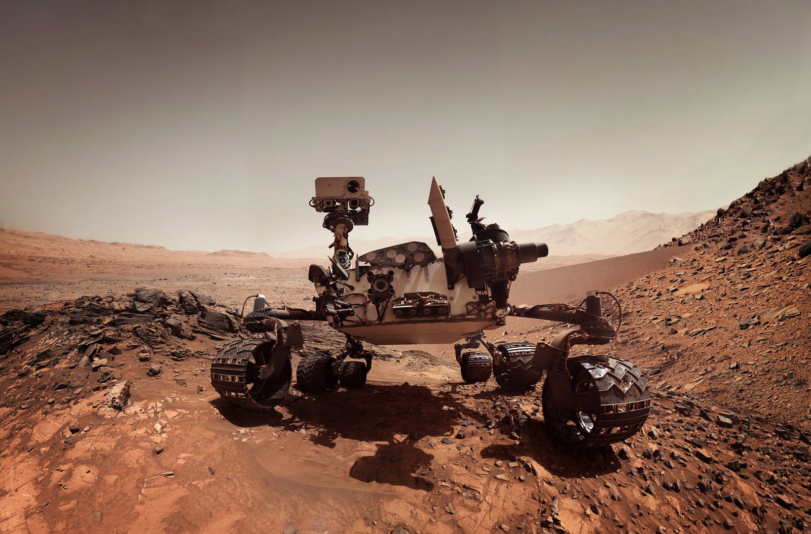 curiosity mars rover land environment nature desert landscape 2k