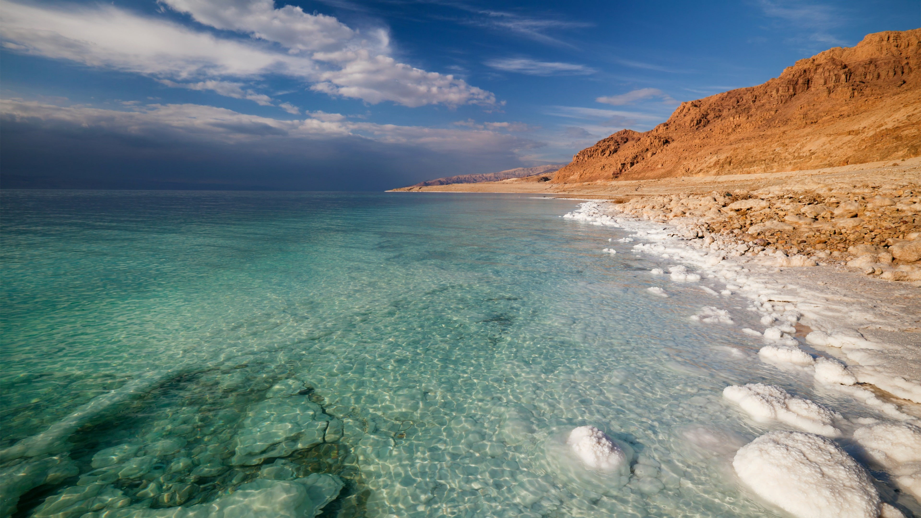 dead sea coast salt jordan shore asia beach 2k 4k