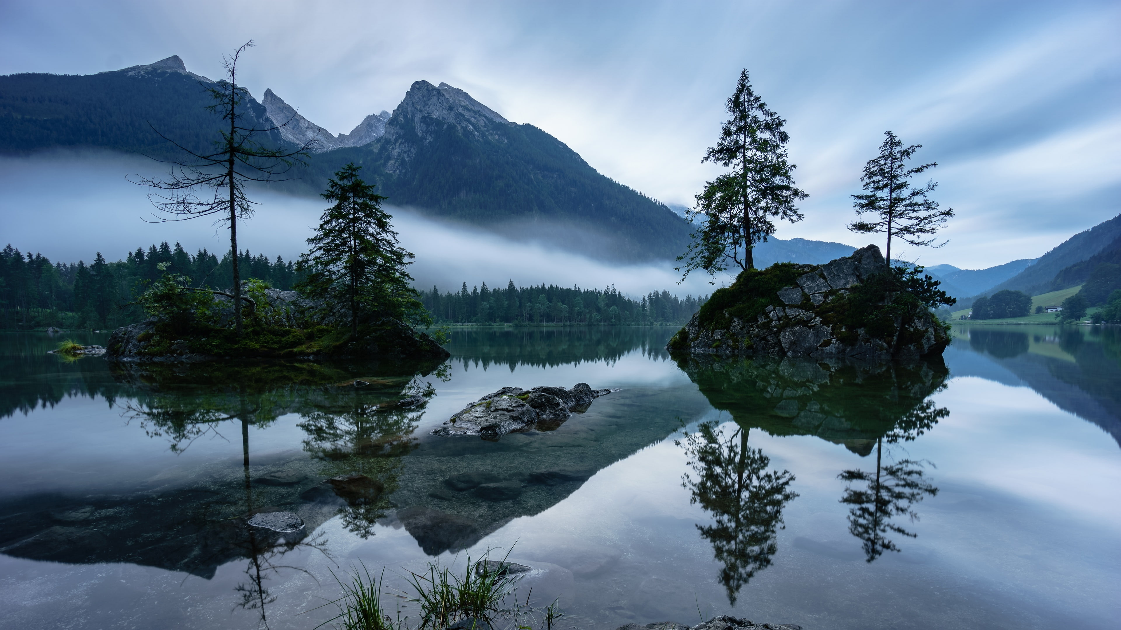 nature reflection wilderness mount scenery mountain sky 2k 4k