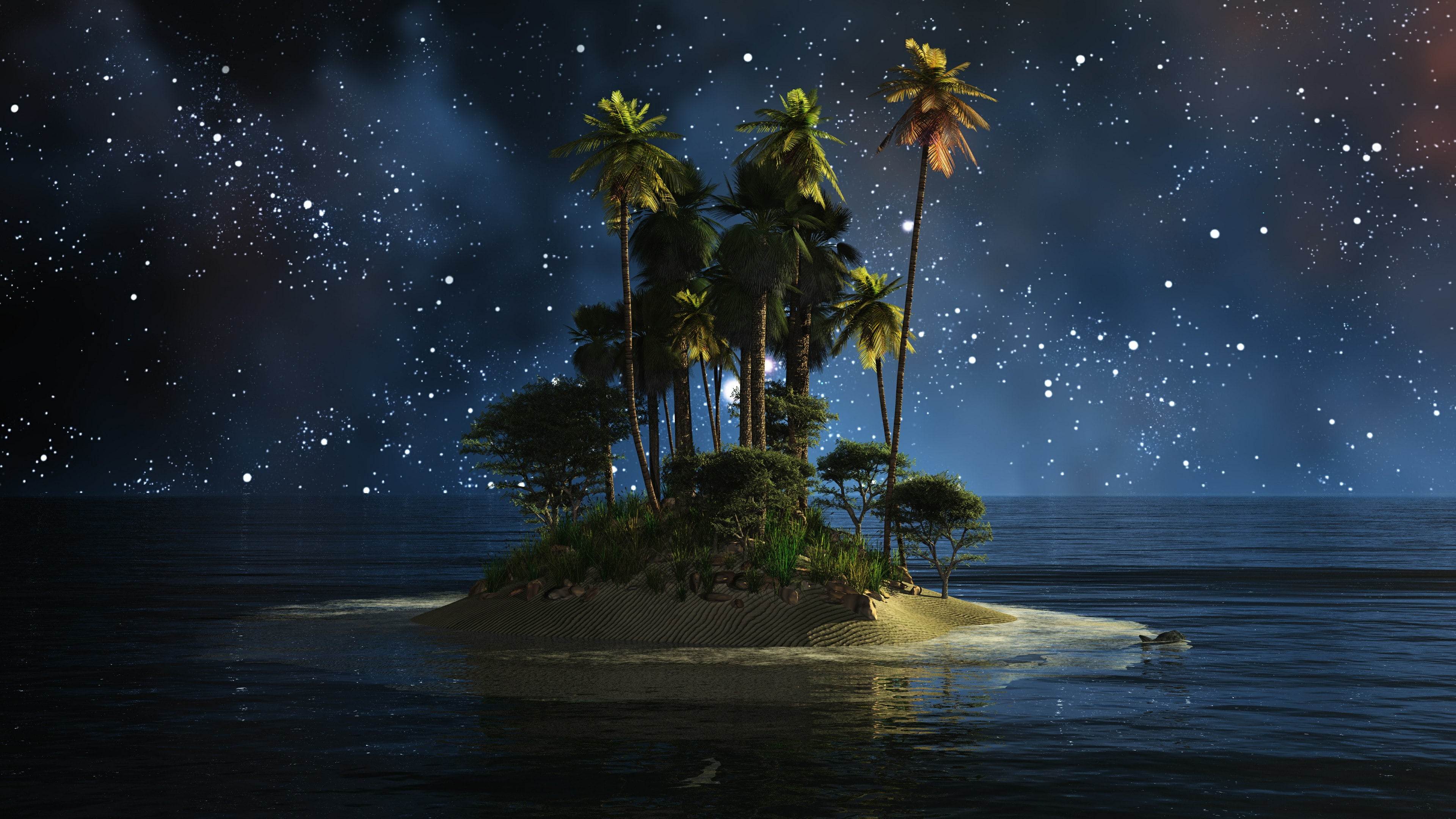nature water sky atmosphere darkness island night tree 2k 4k