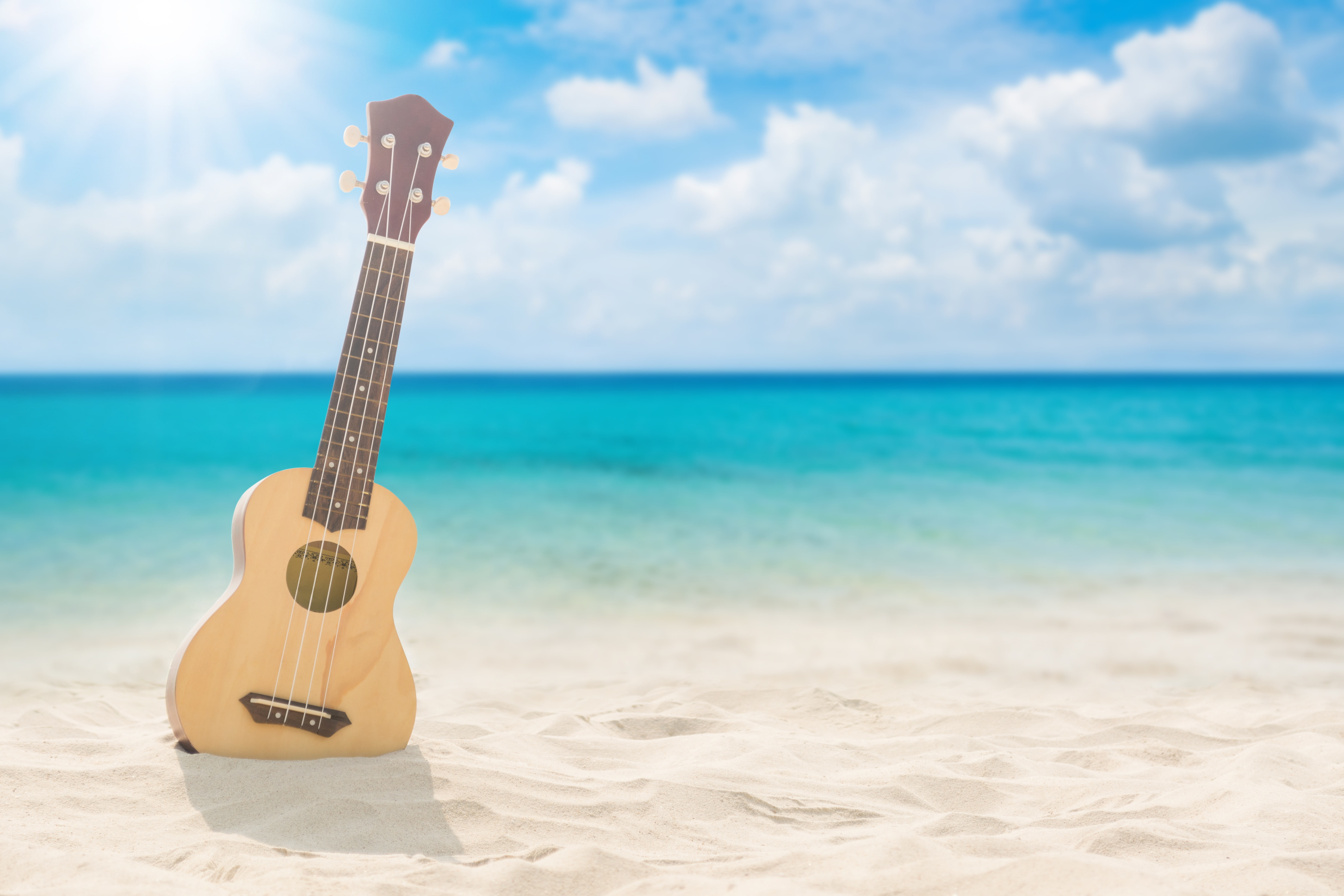 sand sea wave beach summer guitar seascape 2k 4k 5k