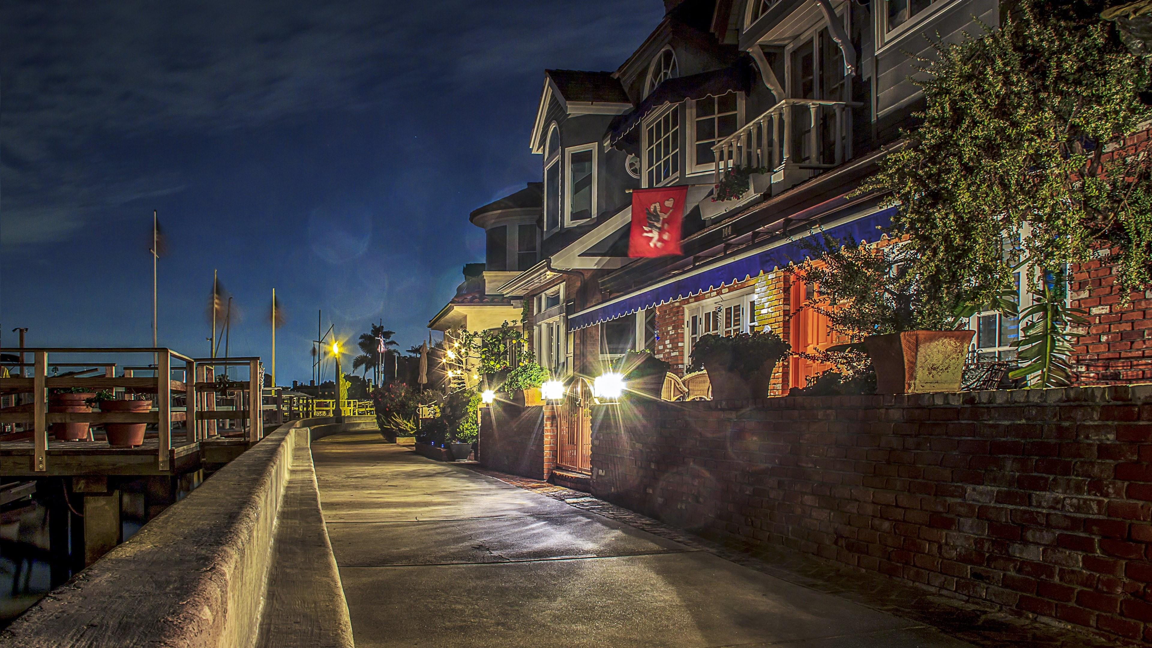 balboa island newport beach california coast street night 2k 4k