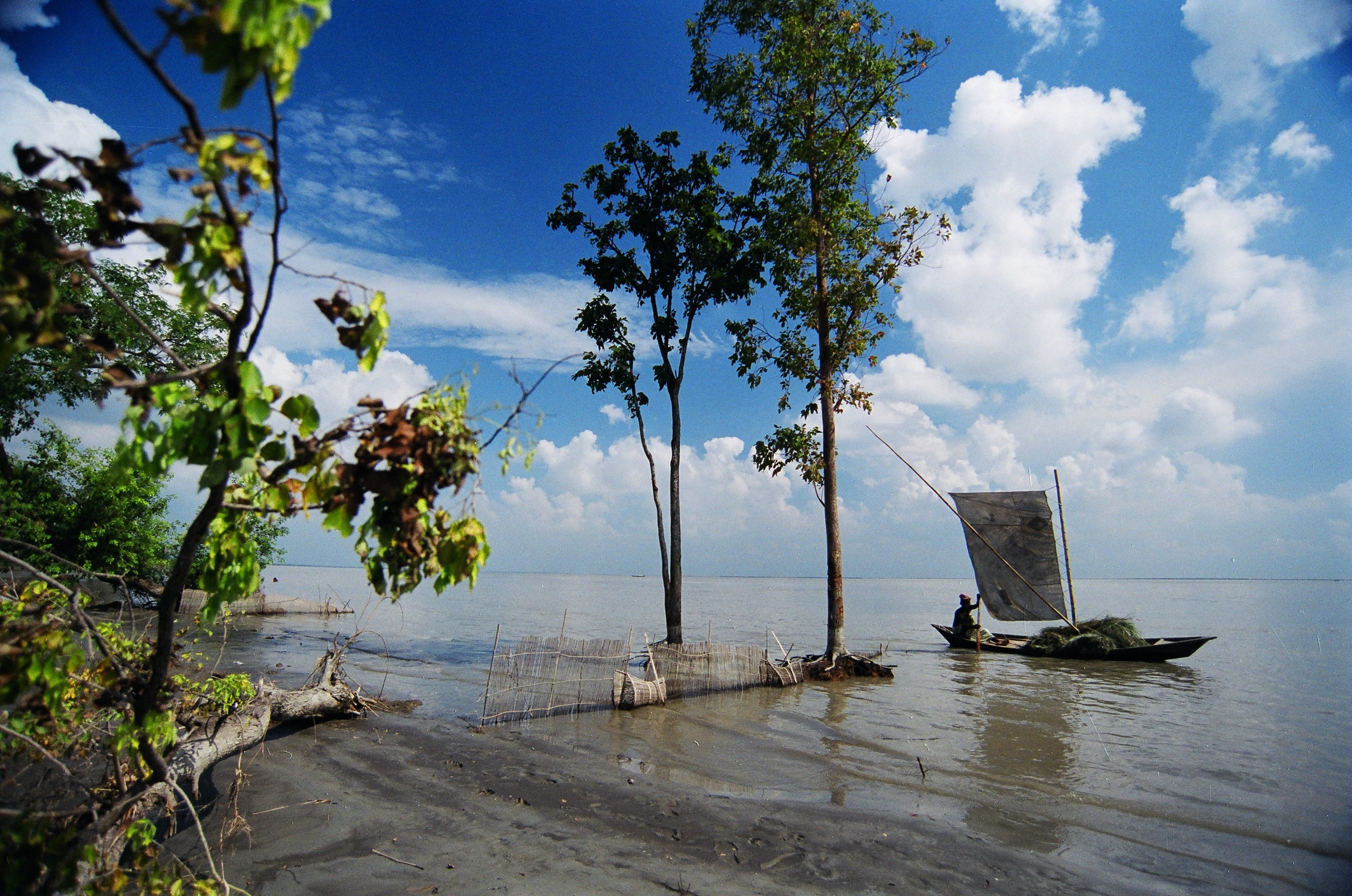 bangladesh boat river sky water tree plant nature cloud 2k