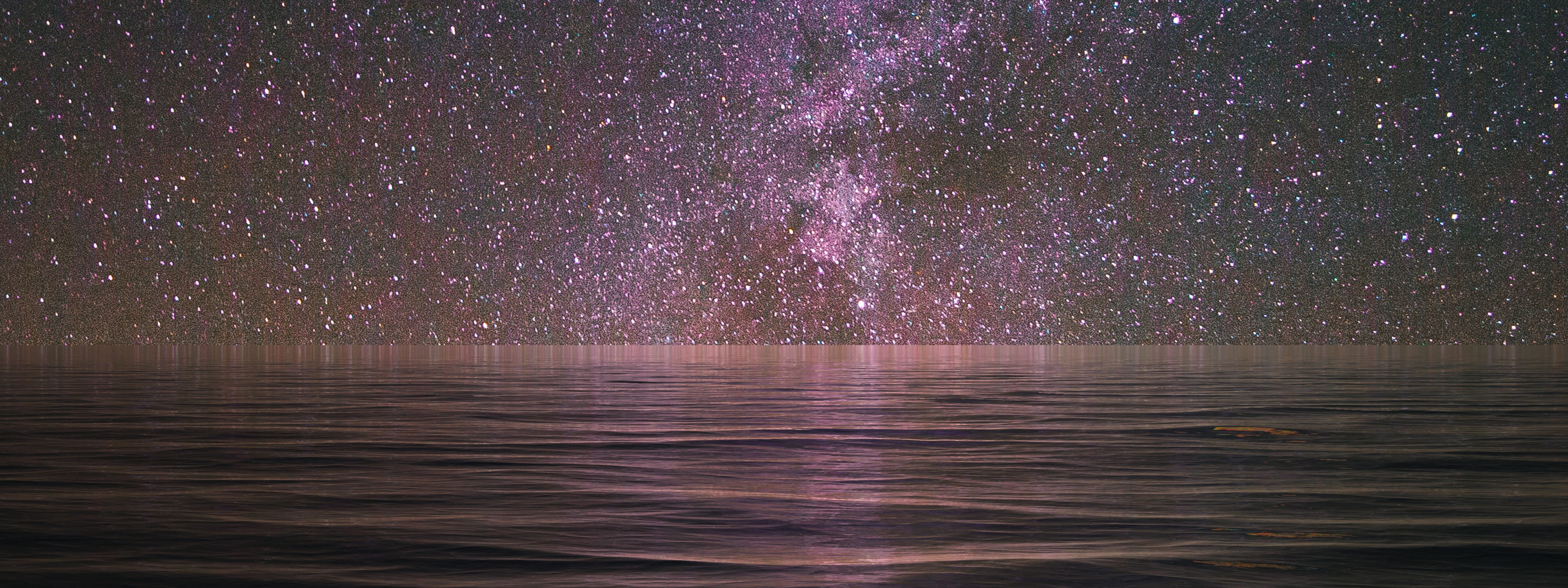 body of water and galaxy stars banner header landscape nature 2k 4k