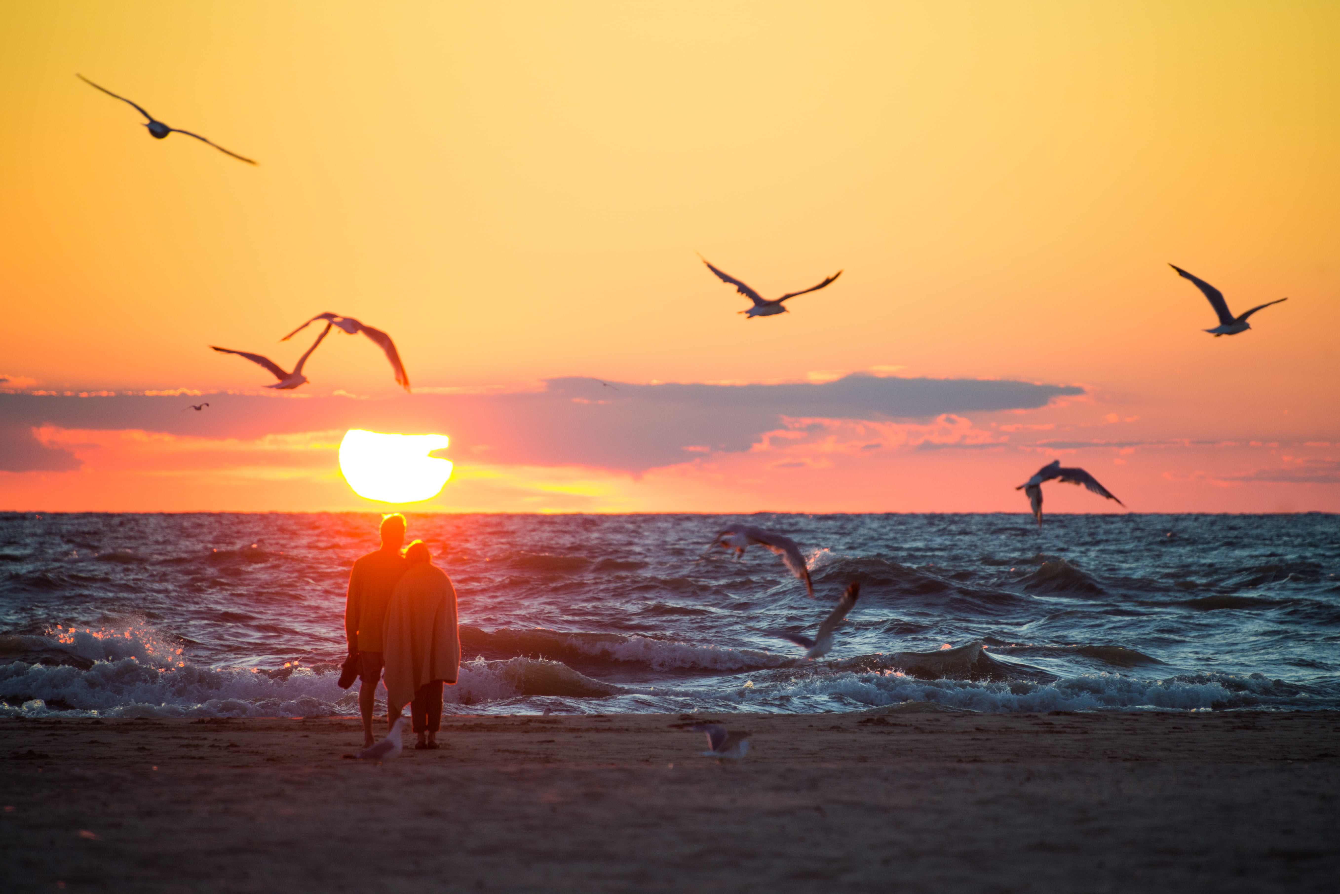 couple near beach during water formation Last Moments Blue 2k 4k 5k
