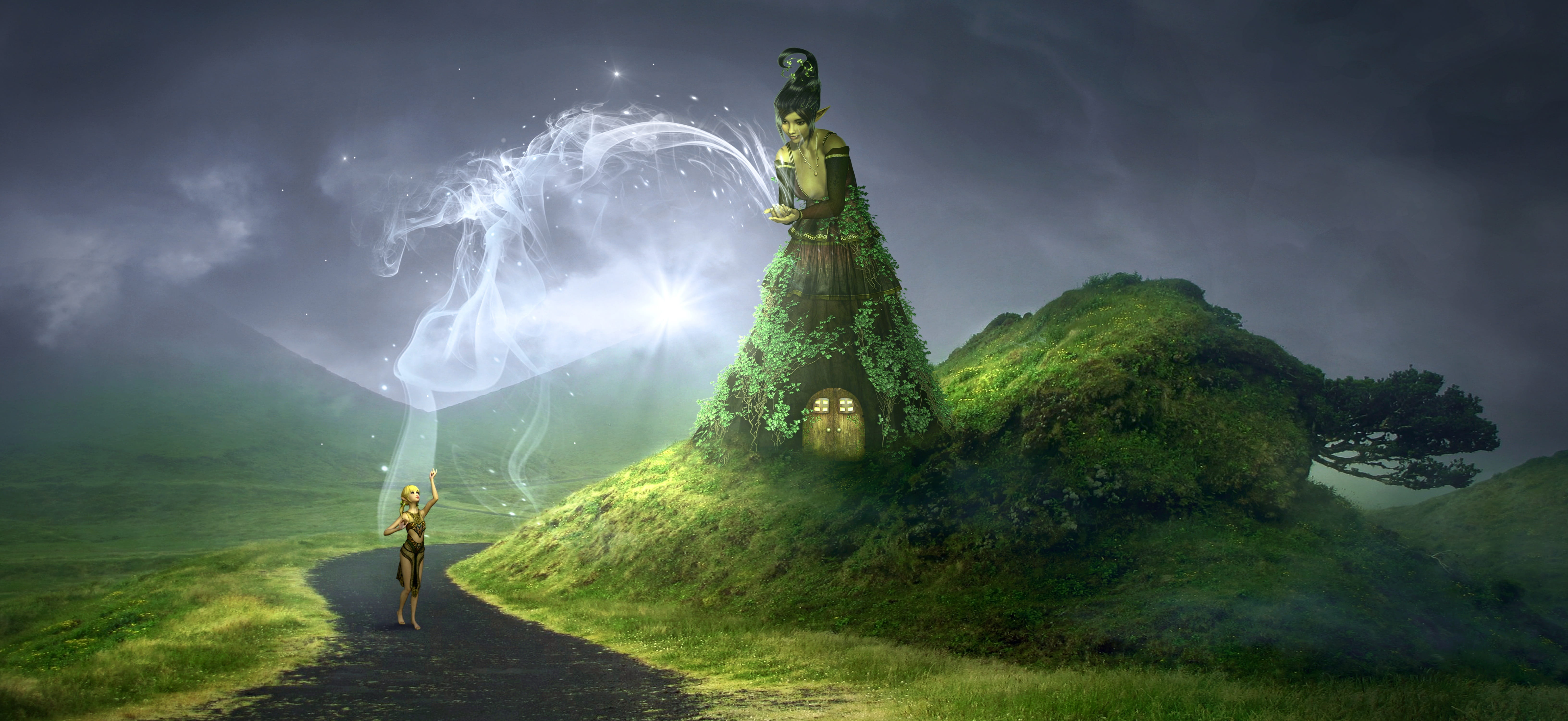 fantasy mystical mythical creatures fee landscape light 2k 4k 5k