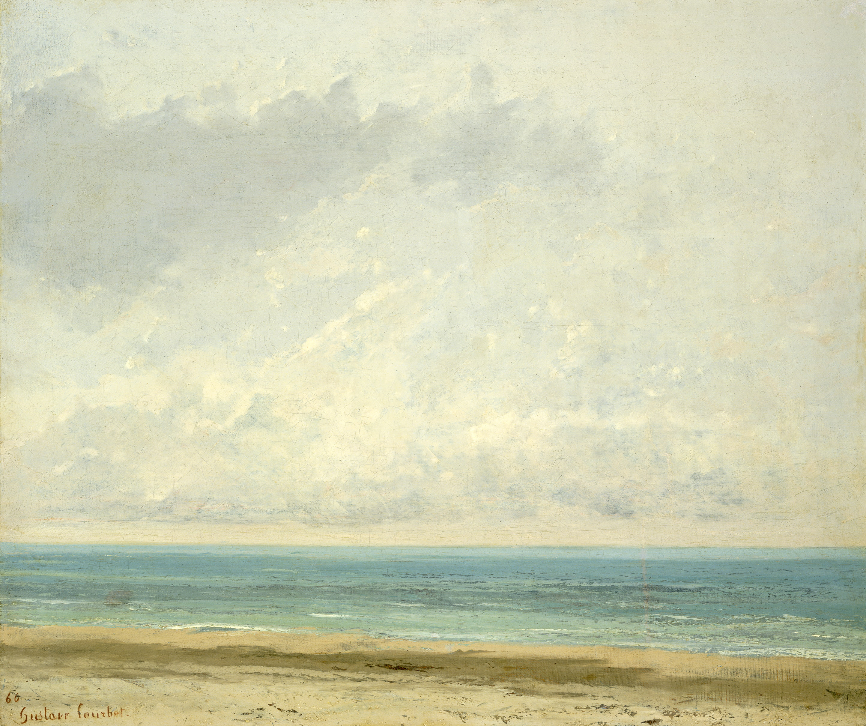 Gustave Courbet classic art sea water beach land horizon over 2k