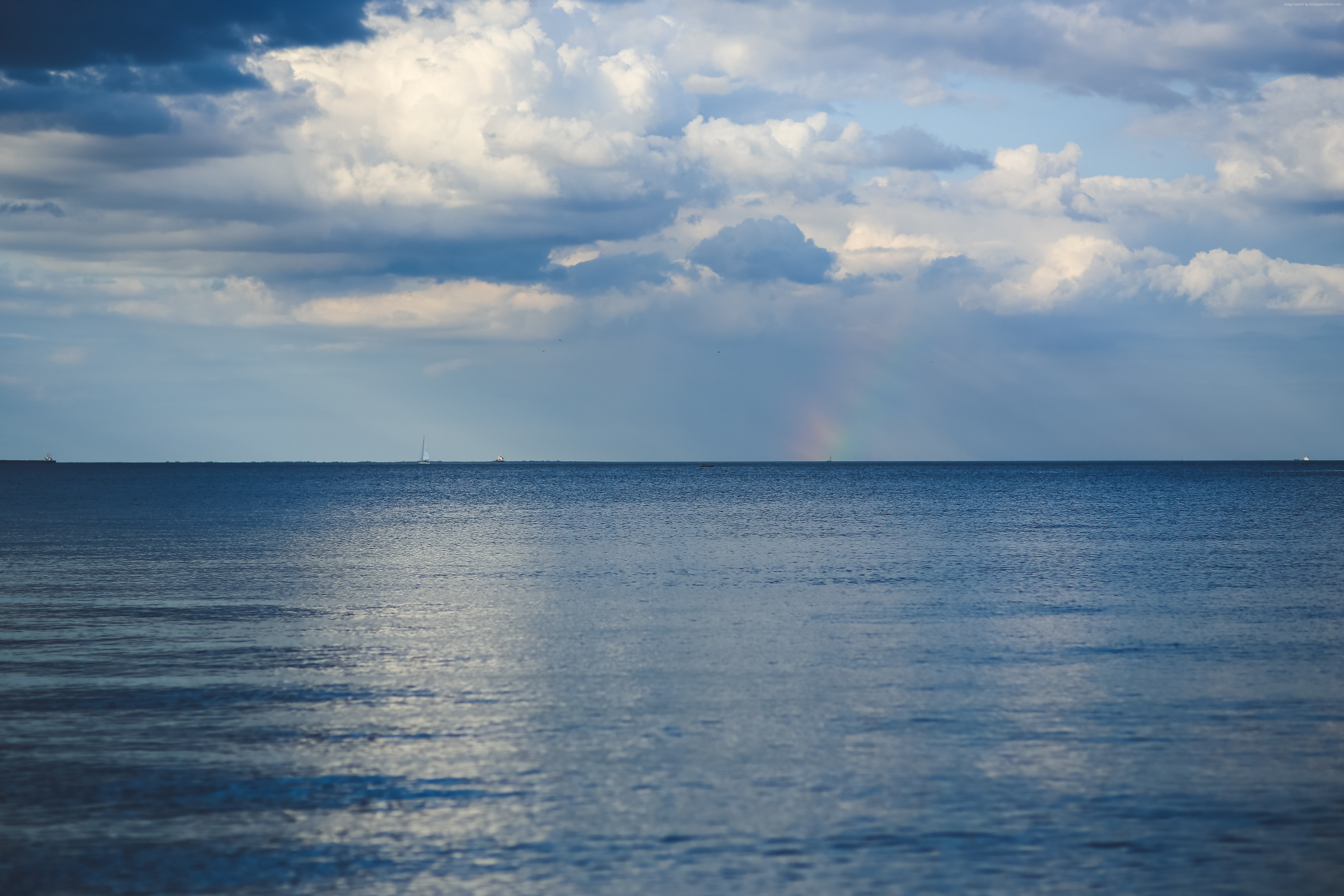 horizon sky Baltic sea clouds rainbow 2k 4k 5k