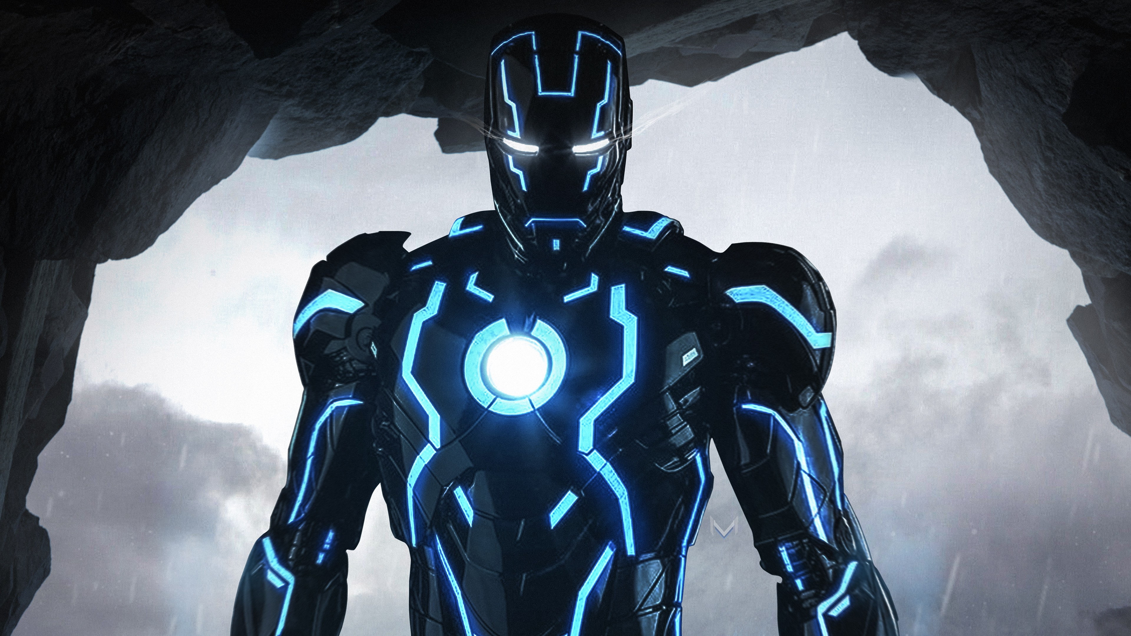 iron HD neon man 2k 4k